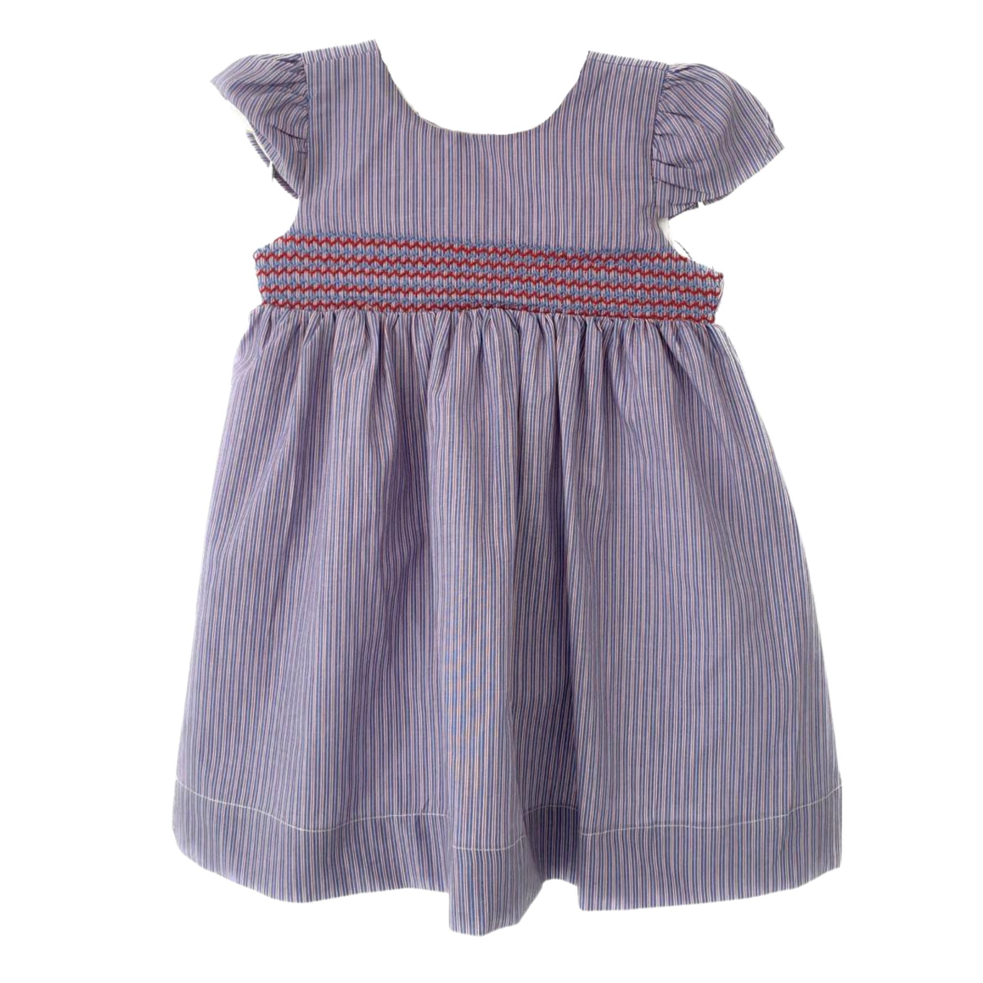 Pineapple Sunshine French Pinstripe Smocked Dress - Little Birdies