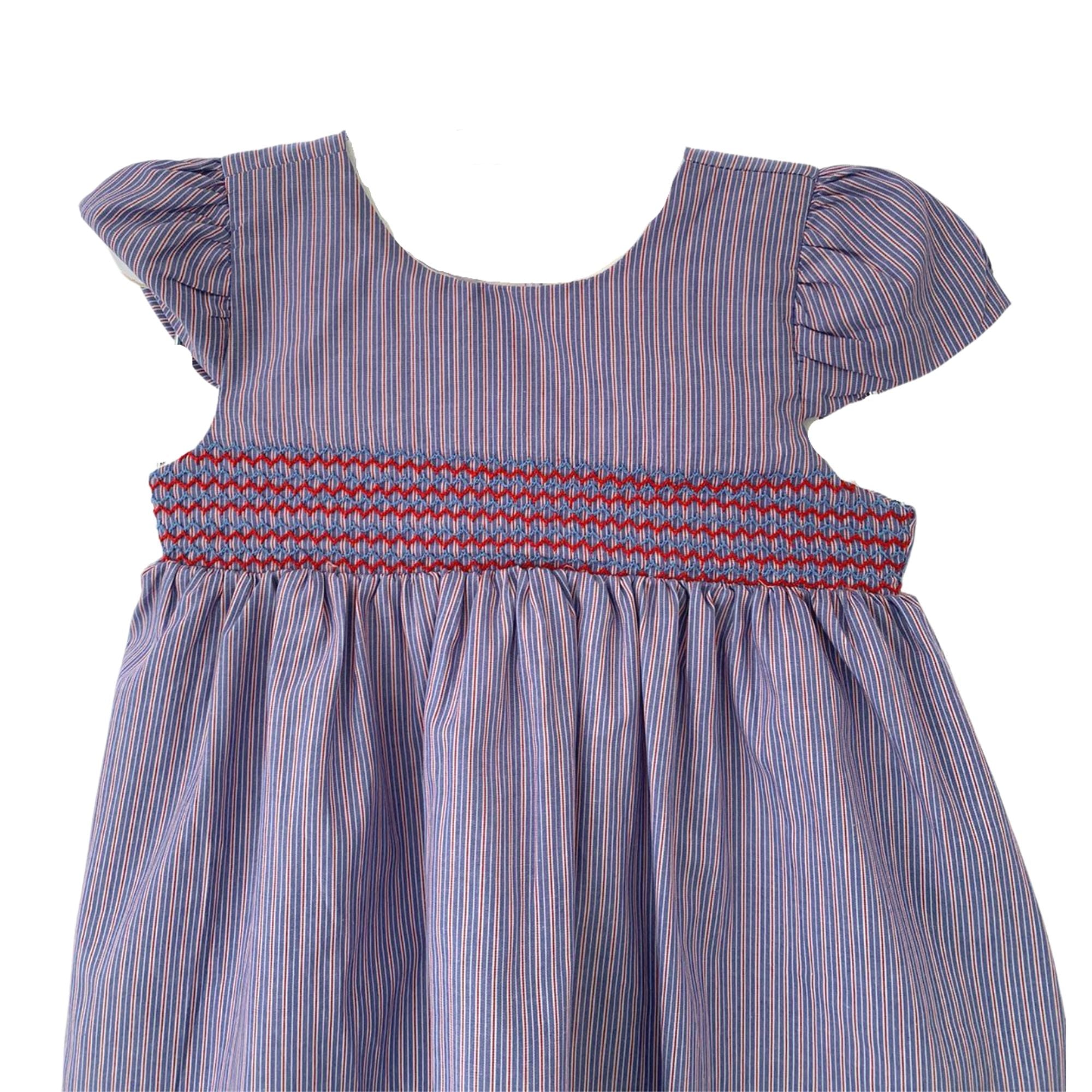 Pineapple Sunshine French Pinstripe Smocked Dress - Little Birdies