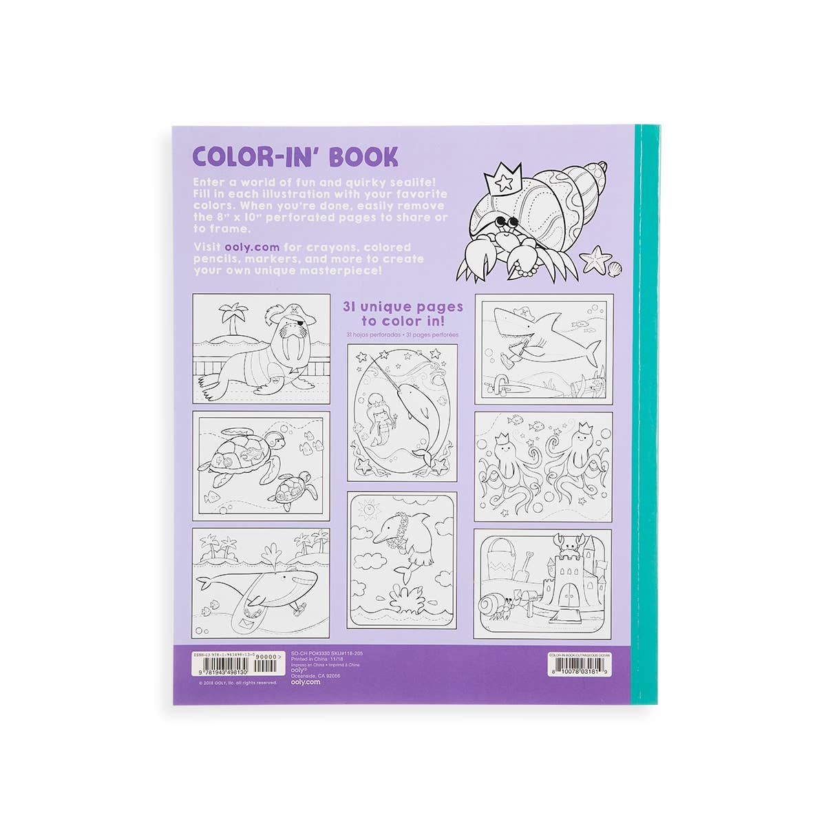 Ooly Art supplies Color-in' Book: Outrageous Ocean - Little Birdies