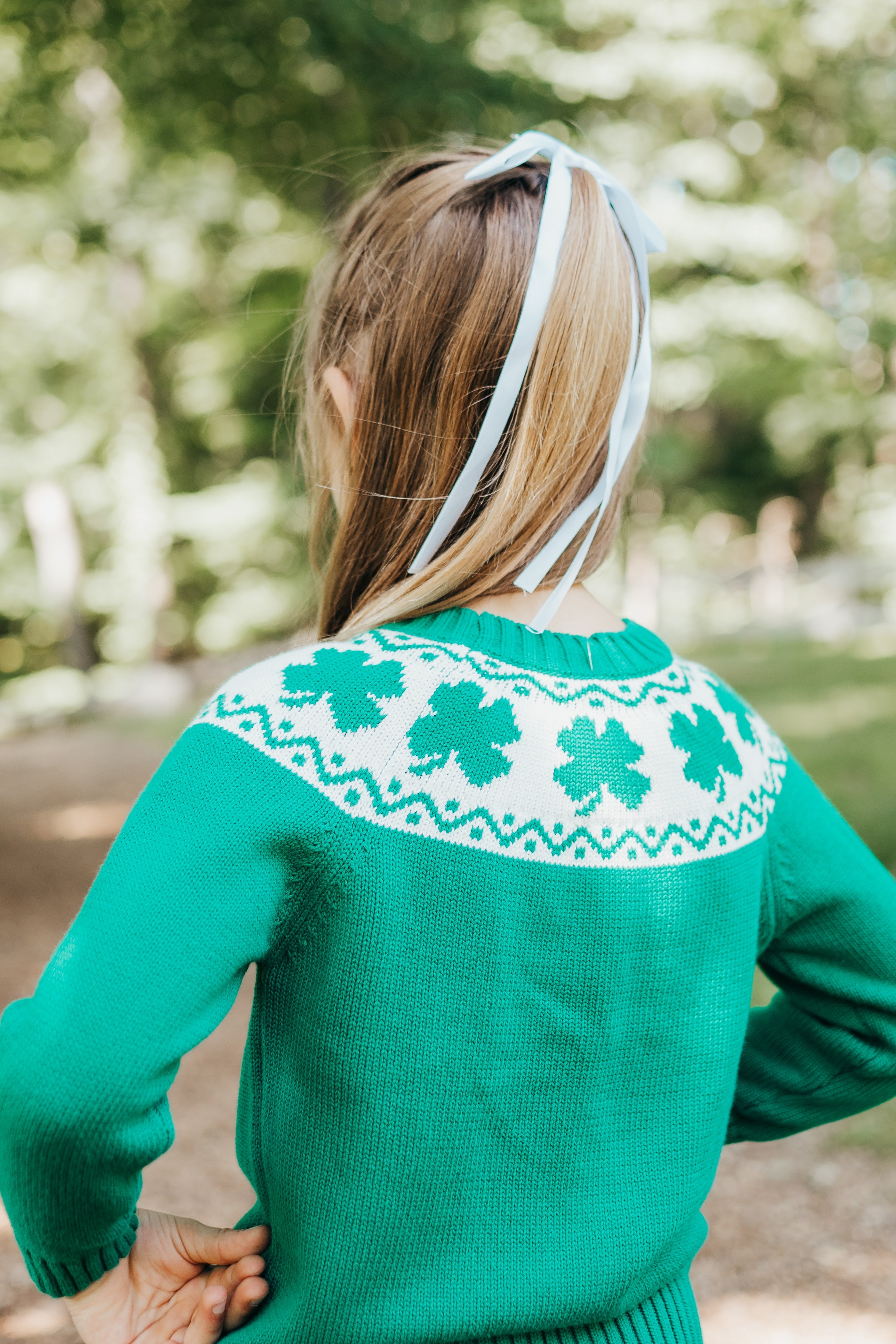 Maddie & Connor Co. Green Unisex Lucky Clover Sweater for St. Patricks Day fun - Little Birdies Boutique