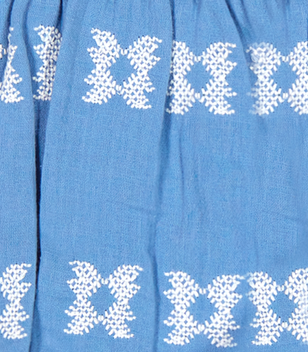 Mini Capucine Girls Caftan Sky White Embroidery