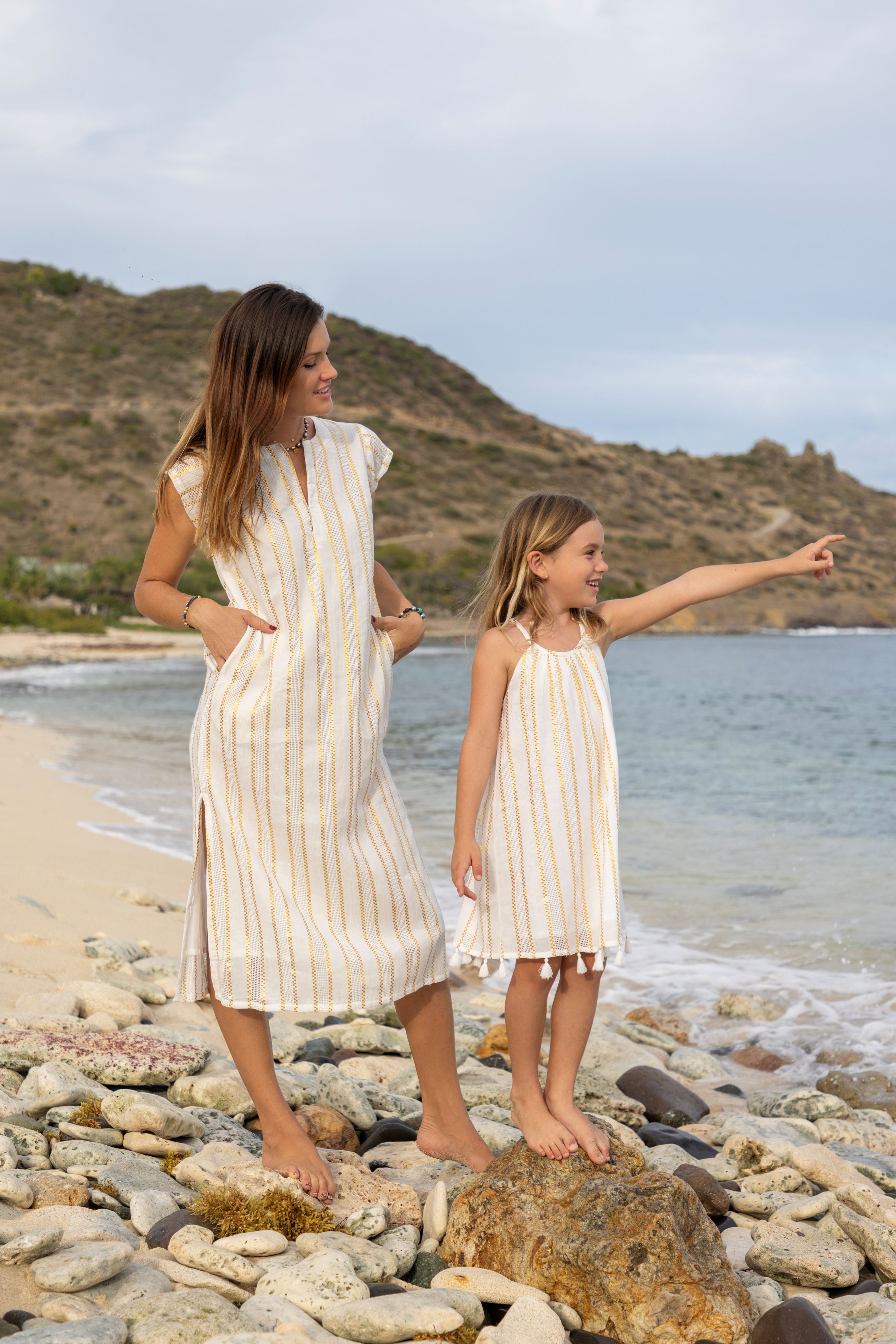 Noa Women's Maxi Kaftan Gold Lurex Stripe