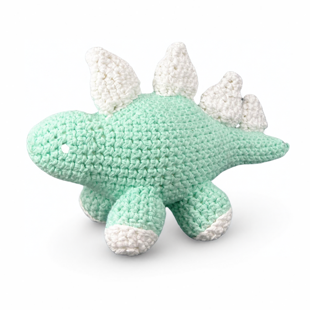 Hooked and Loopy Knit Stegosaurus Dinosaur Toy- Mint Green - Little Birdies
