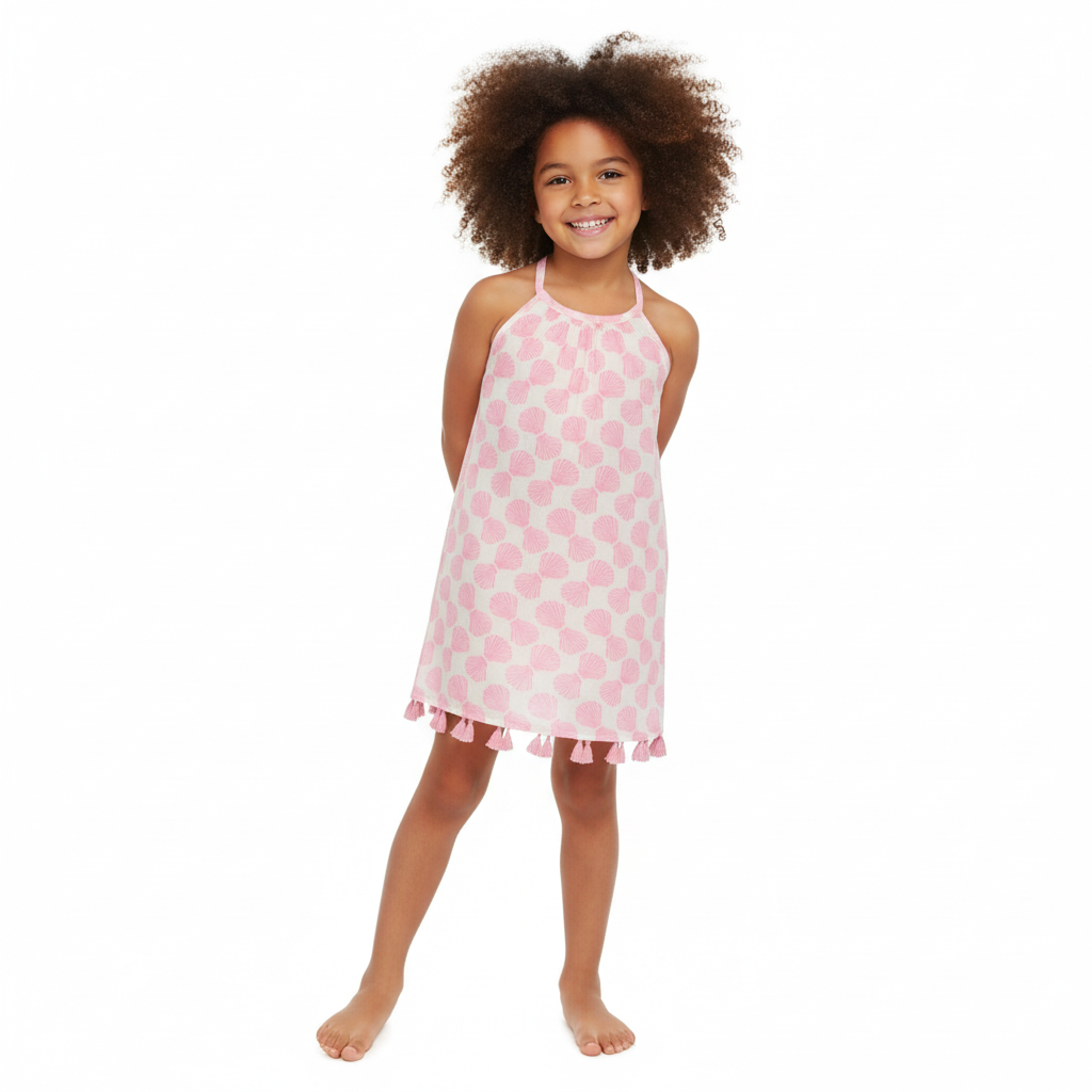 Mini Chantal Girl's Sundress Shell Beach Pink