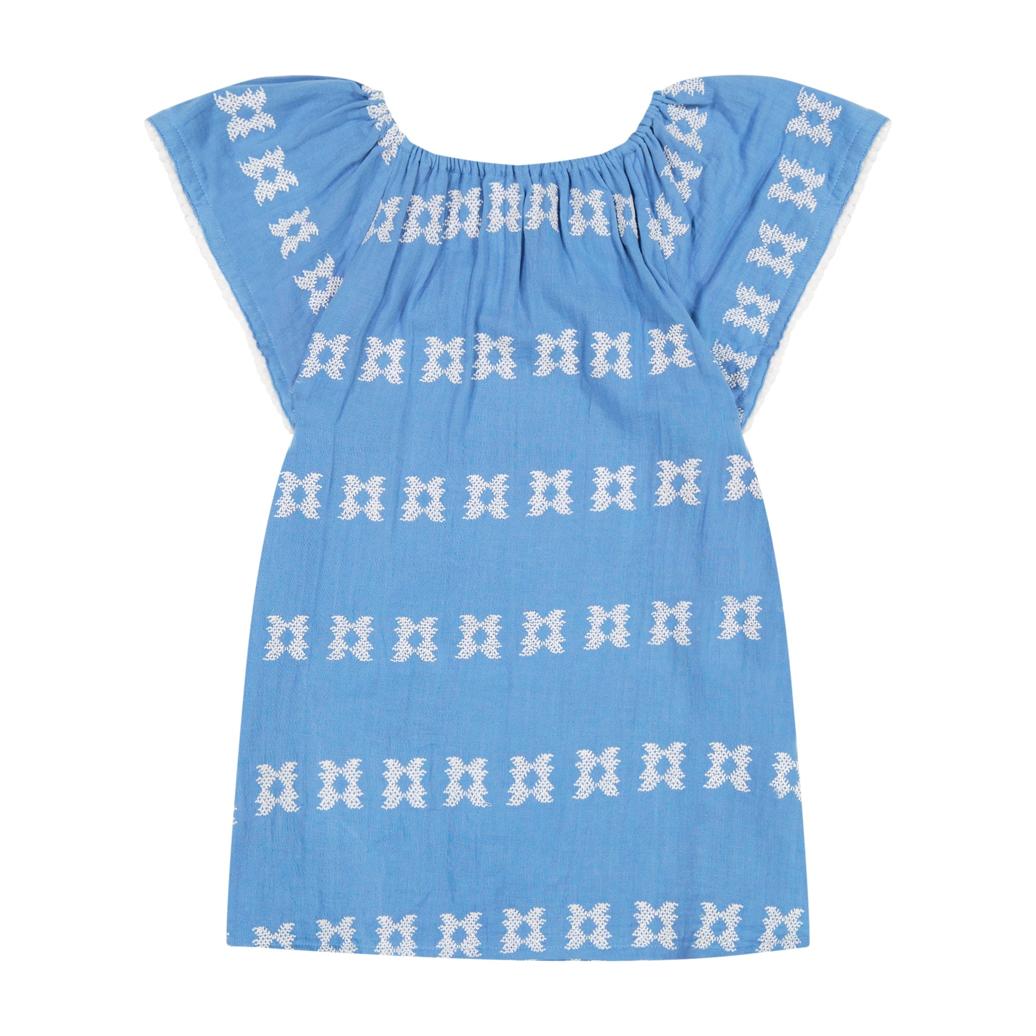 Mini Capucine Girls Caftan Sky White Embroidery