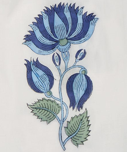 St Barth Girls Kaftan Blue Lotus Block Print