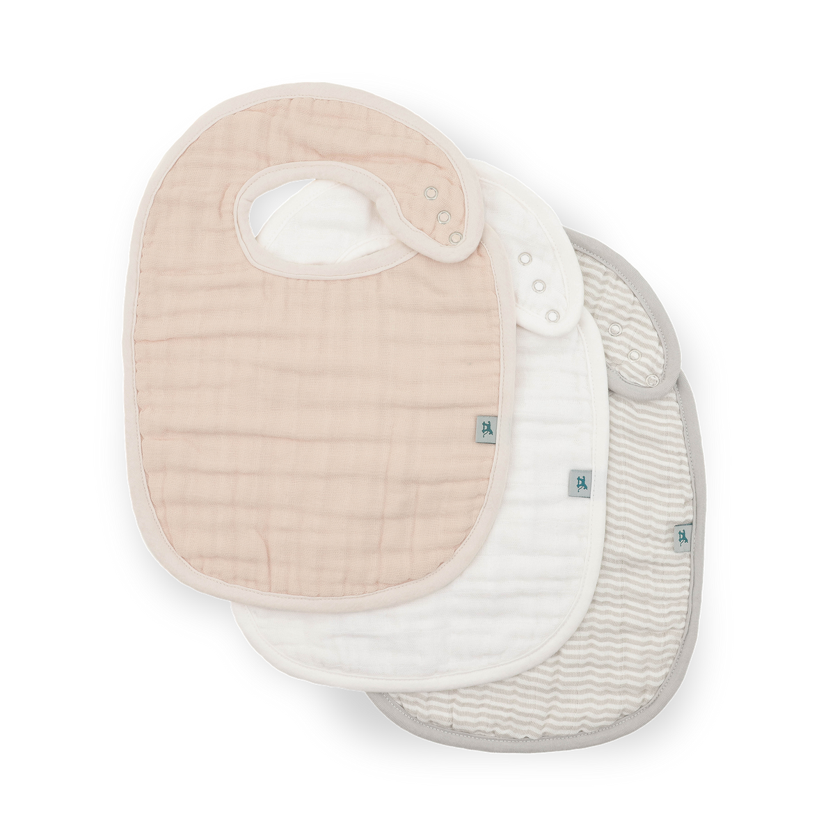 Organic Cotton Muslin Classic Bib 3 Pack - Soft Neutrals - Little Birdies