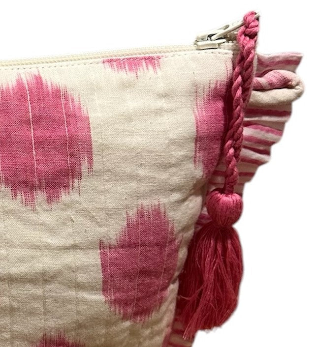 La Plage Ruffle Pouch Pink Ikat
