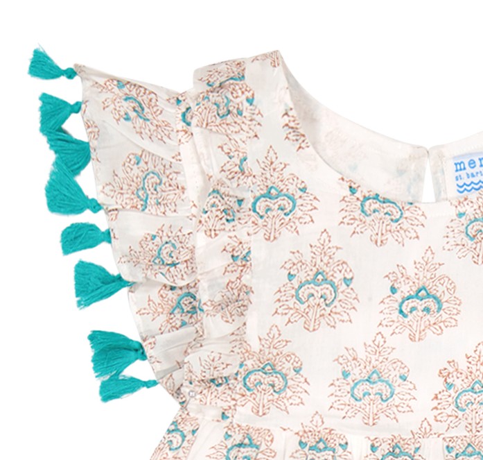 Sophie Girls Tassel Dress Aqua Rhapsody