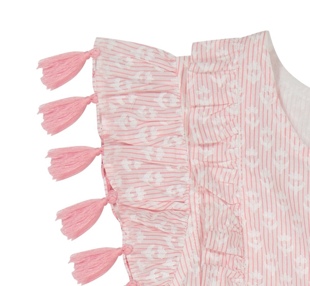 Sophie Girl's Tassel Dress Rose Stripe