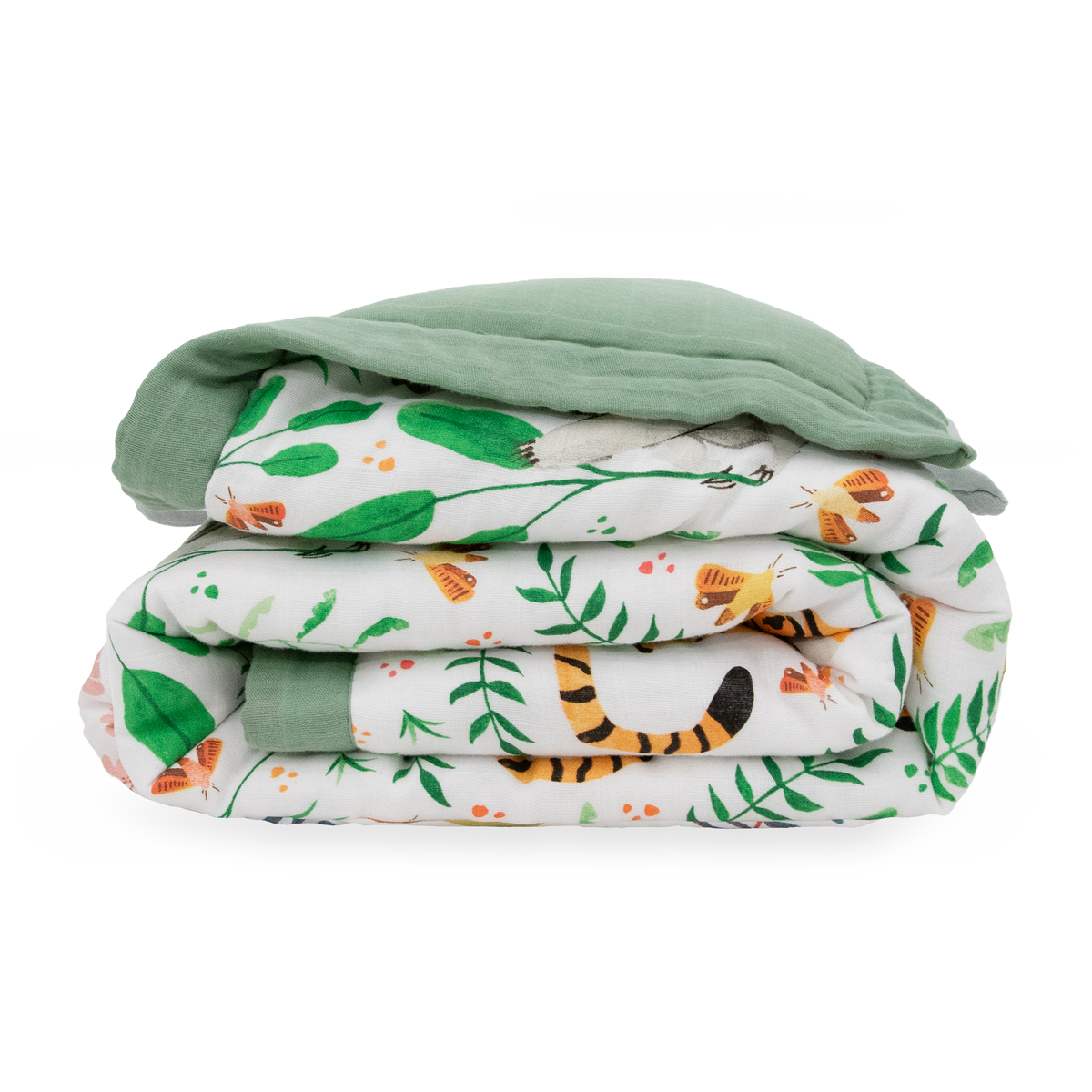 Cotton Muslin Toddler Comforter - Mighty Jungle - Little Birdies