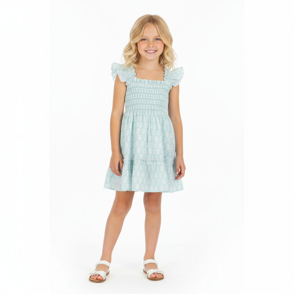 Mini Paloma Girl's Dress Seafoam Booty