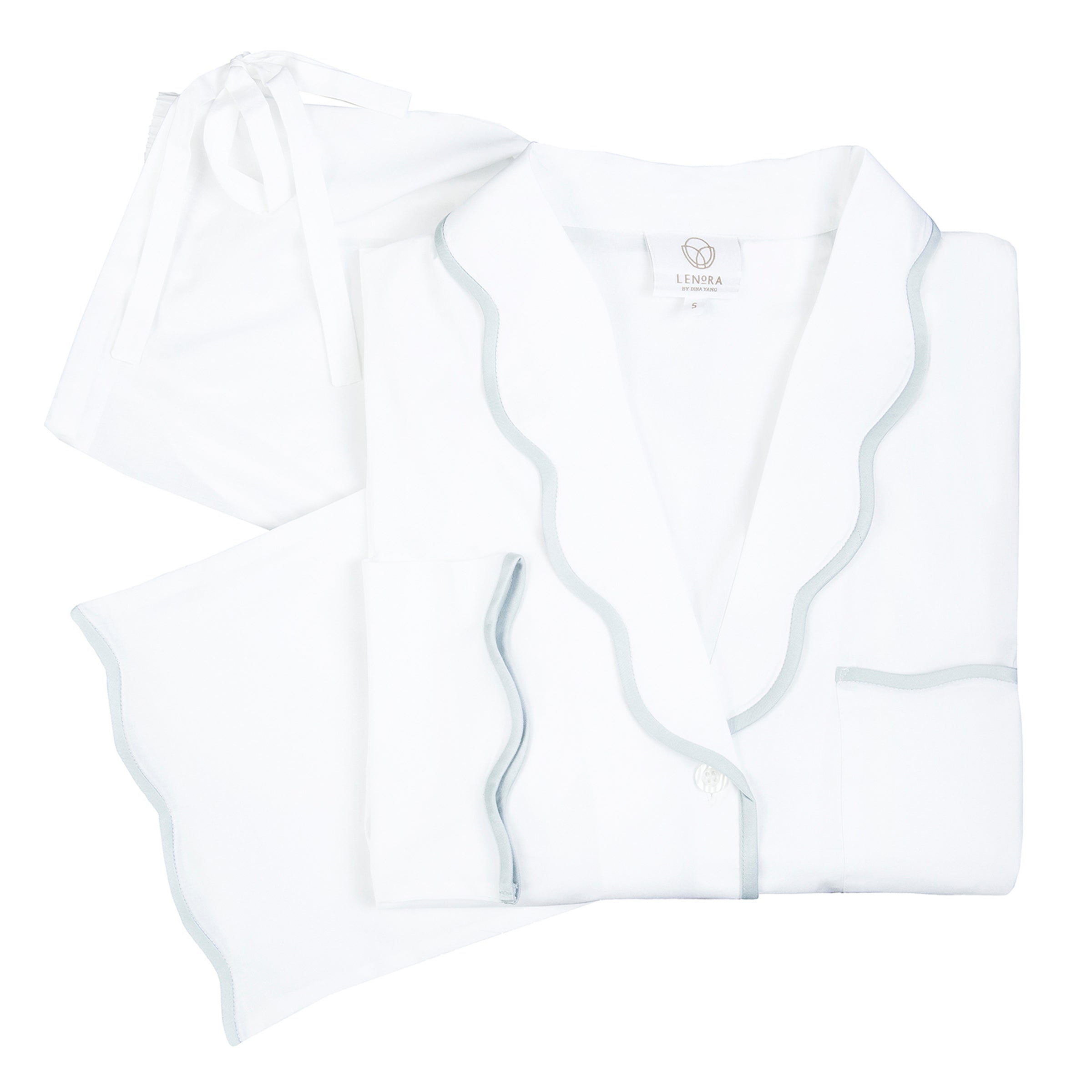 SCALLOPED TAPE TRIM COTTON PAJAMAS