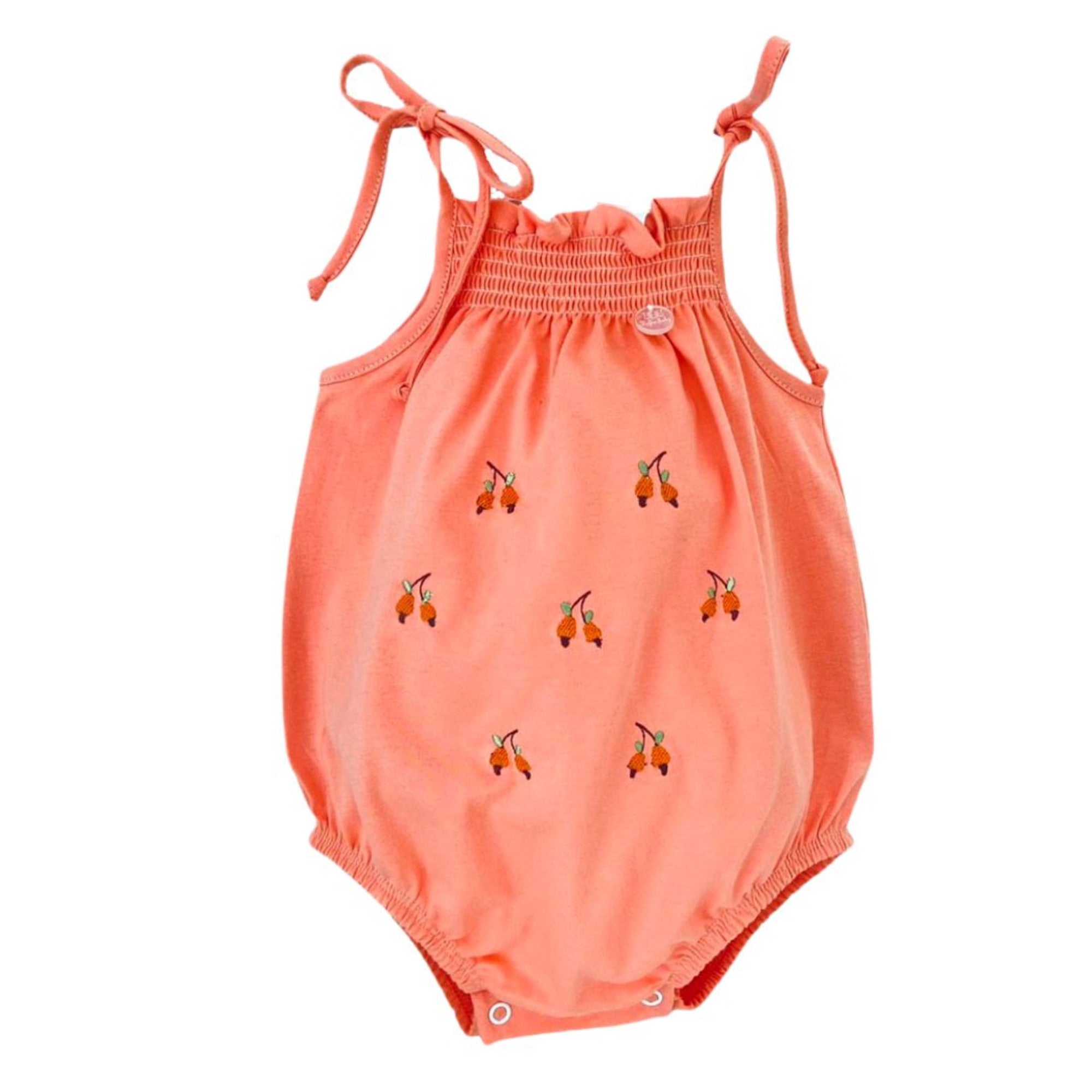 Kafka Baby Smocked Bubble with Embroidered Cashew Fruit - little birdies