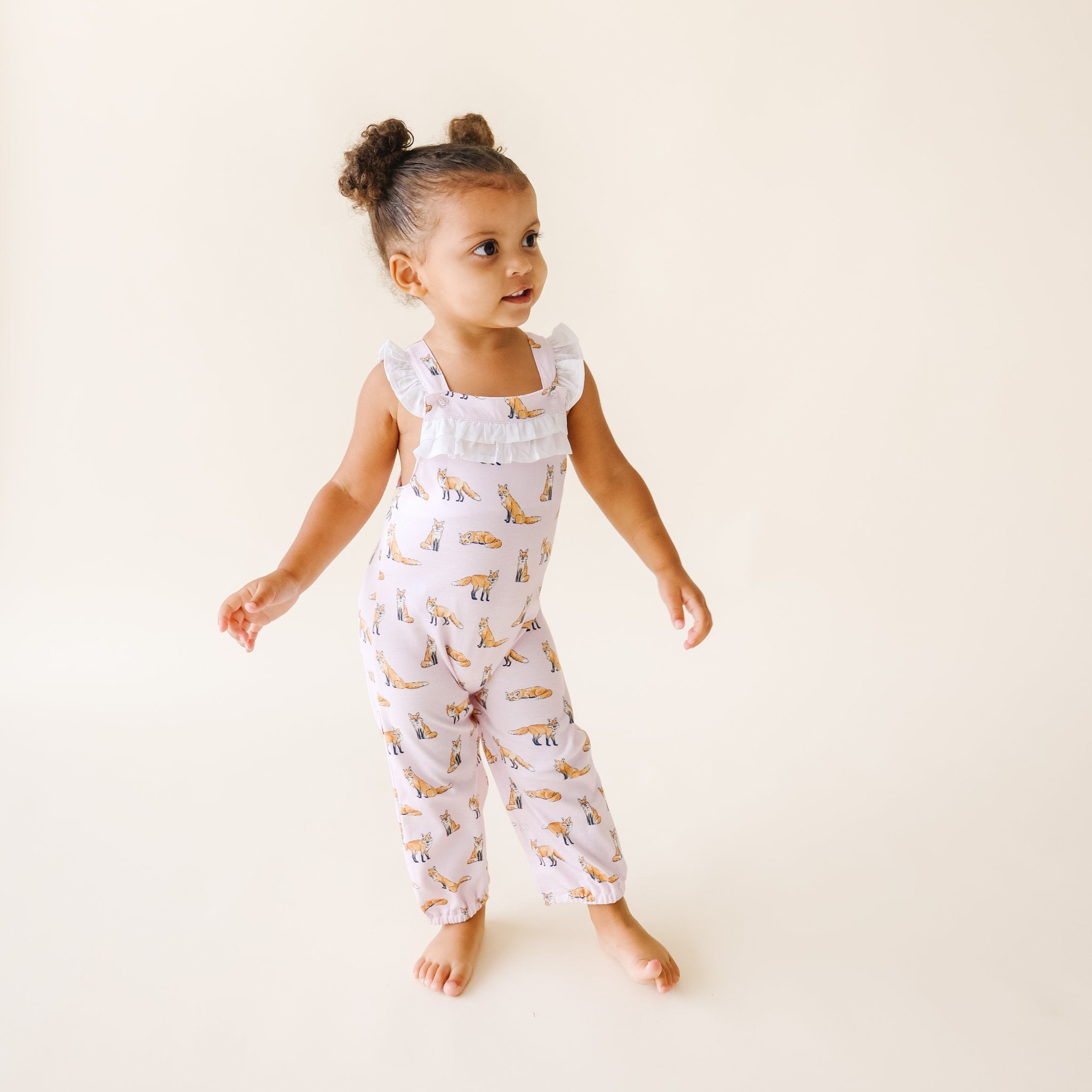 Pineapple Sunshine Pink Fox Ruffle Romper