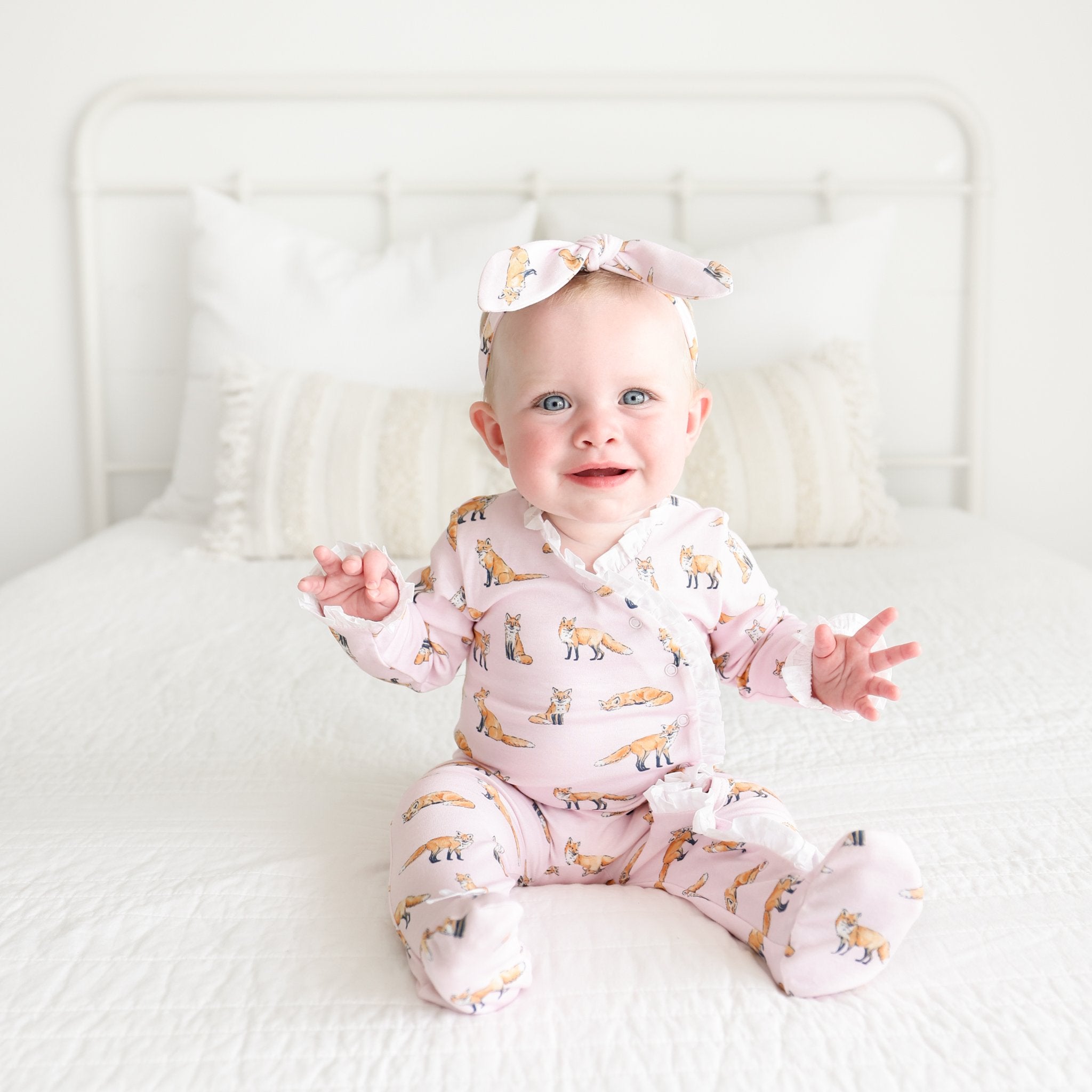 Pineapple Sunshine Pink Fox Ruffle Footie