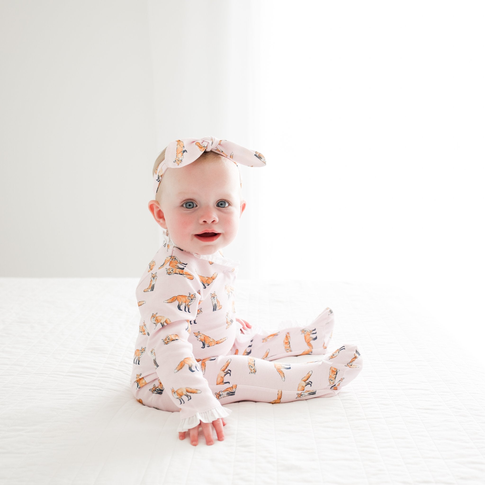Pineapple Sunshine Pink Fox Ruffle Footie