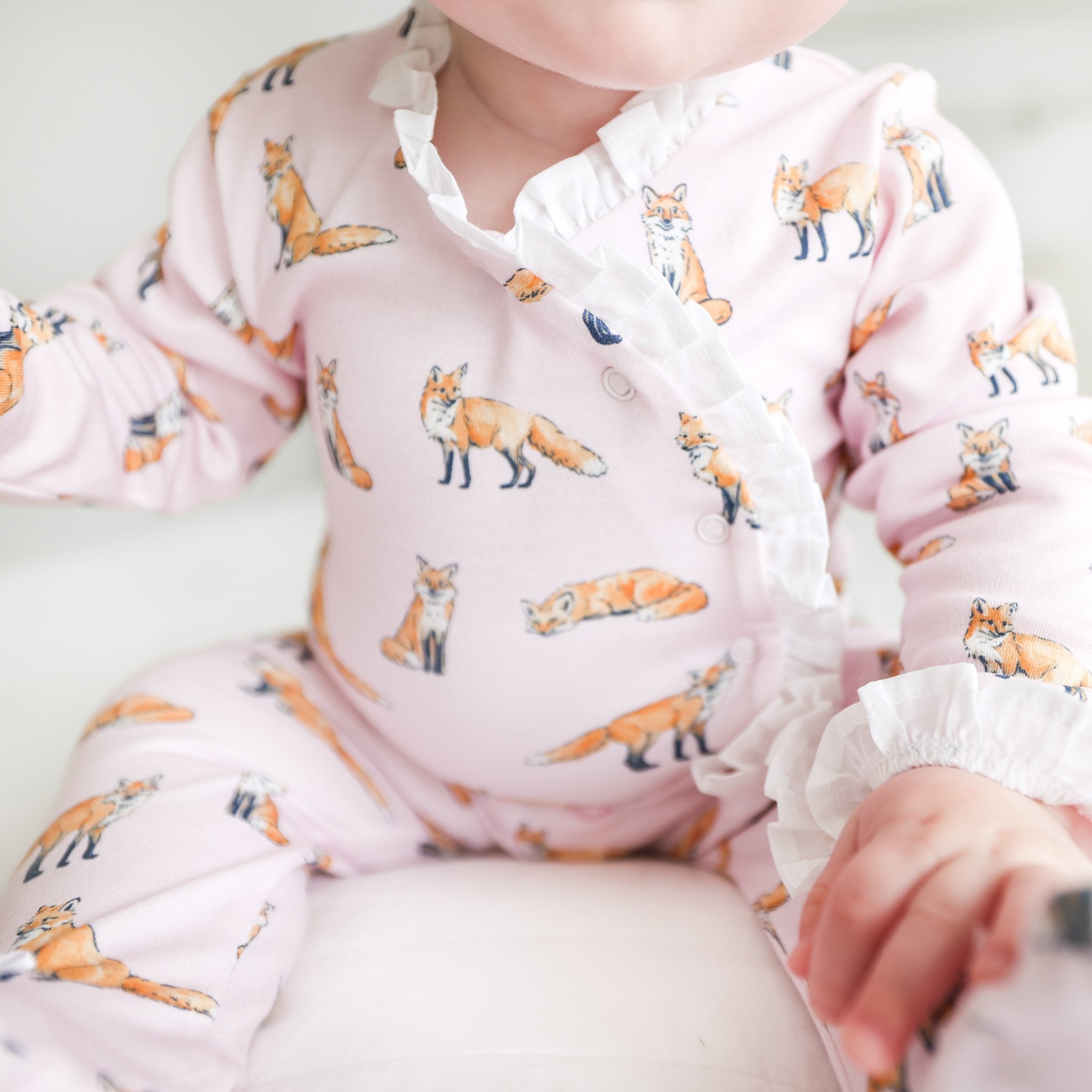 Pineapple Sunshine Pink Fox Ruffle Footie