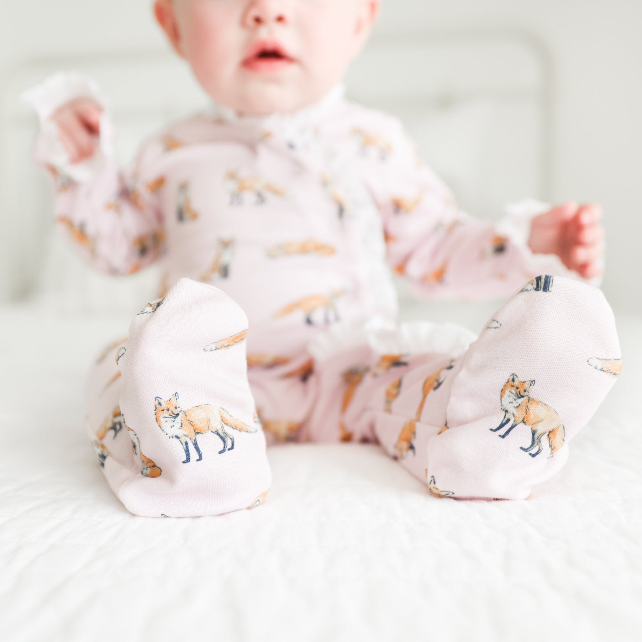 Pineapple Sunshine Pink Fox Ruffle Footie