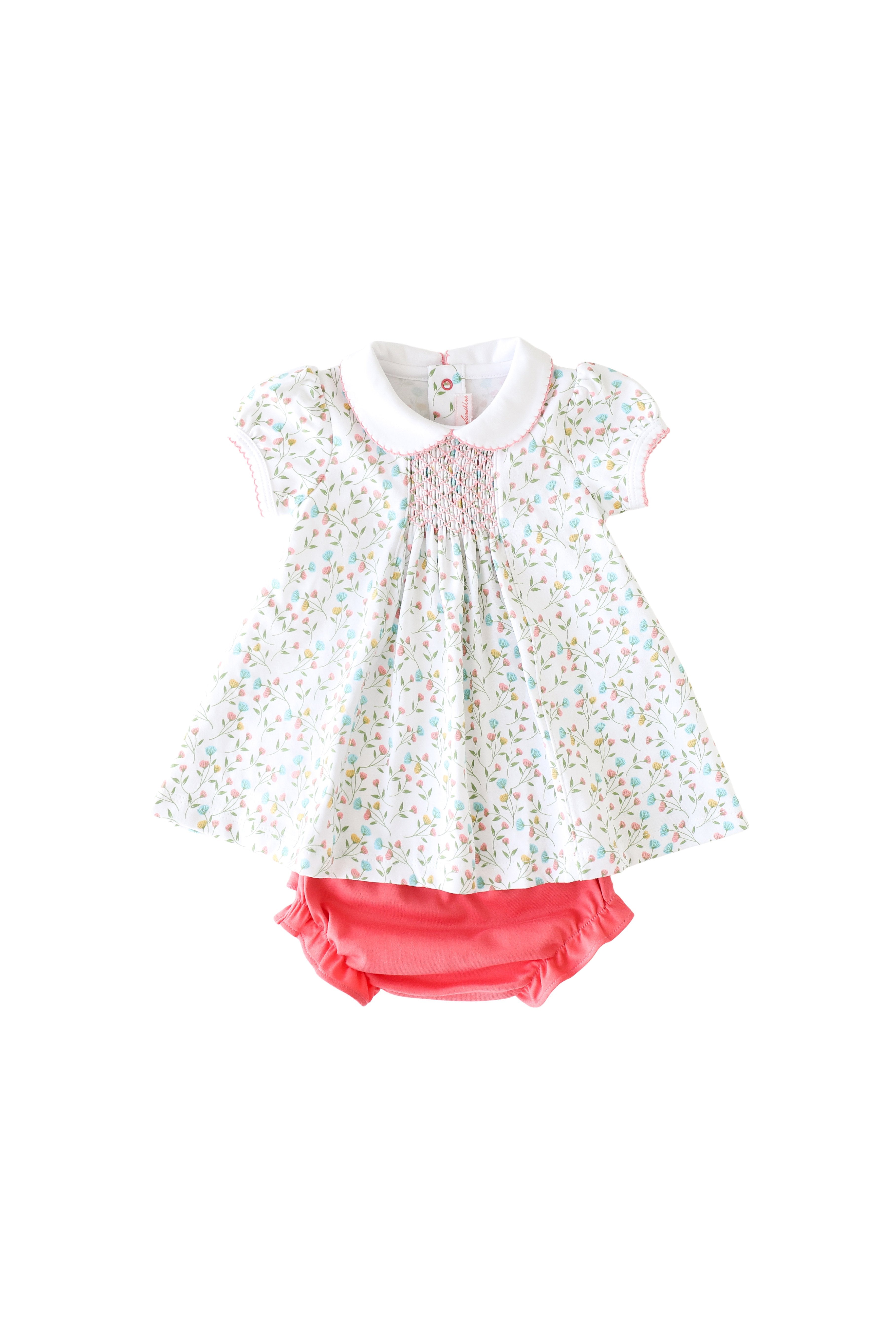 Pineapple Sunshine Pink Arabella Smocked Dress with bloomer