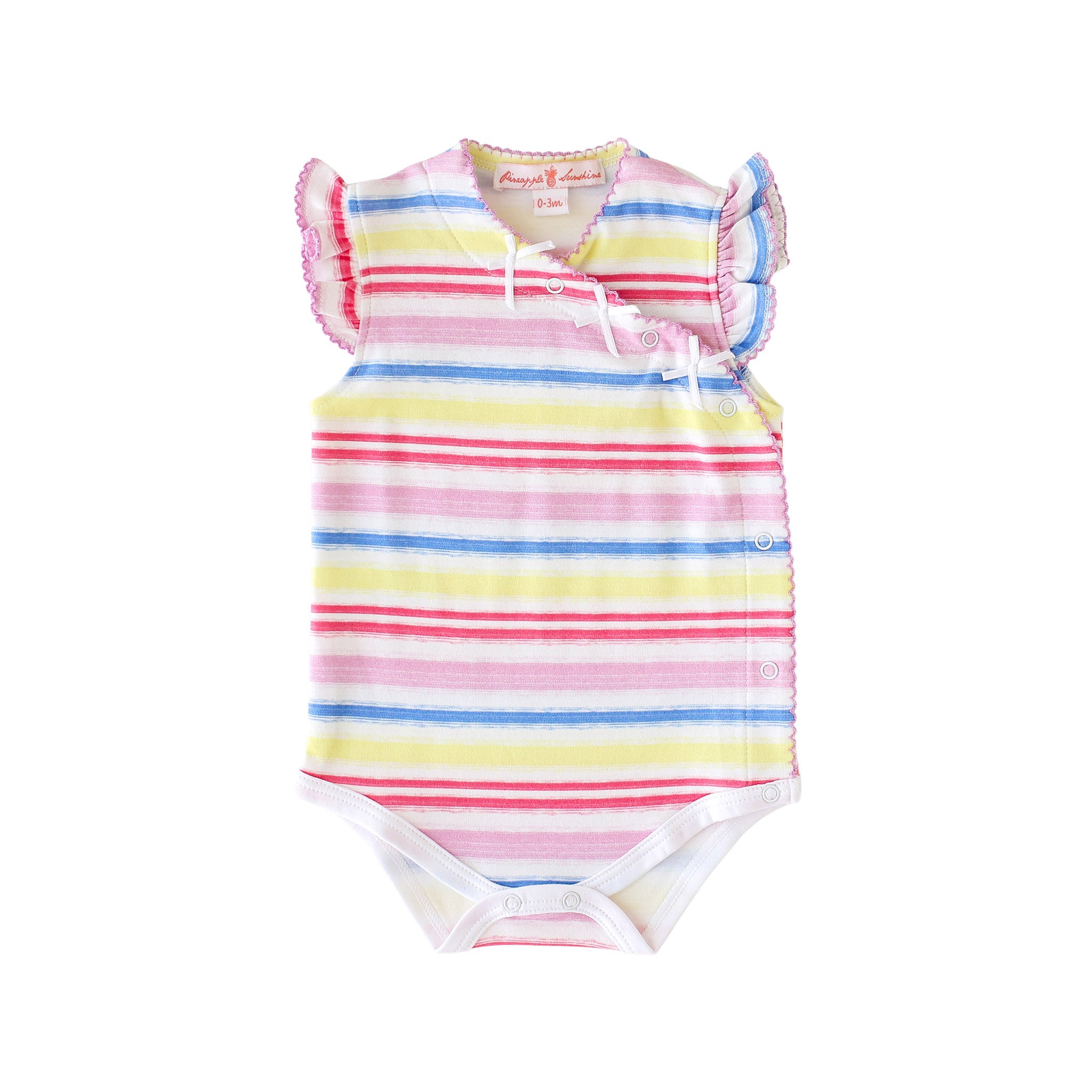 Pineapple Sunshine Rainbow Stripe Onesie with Bows - Little Birdies