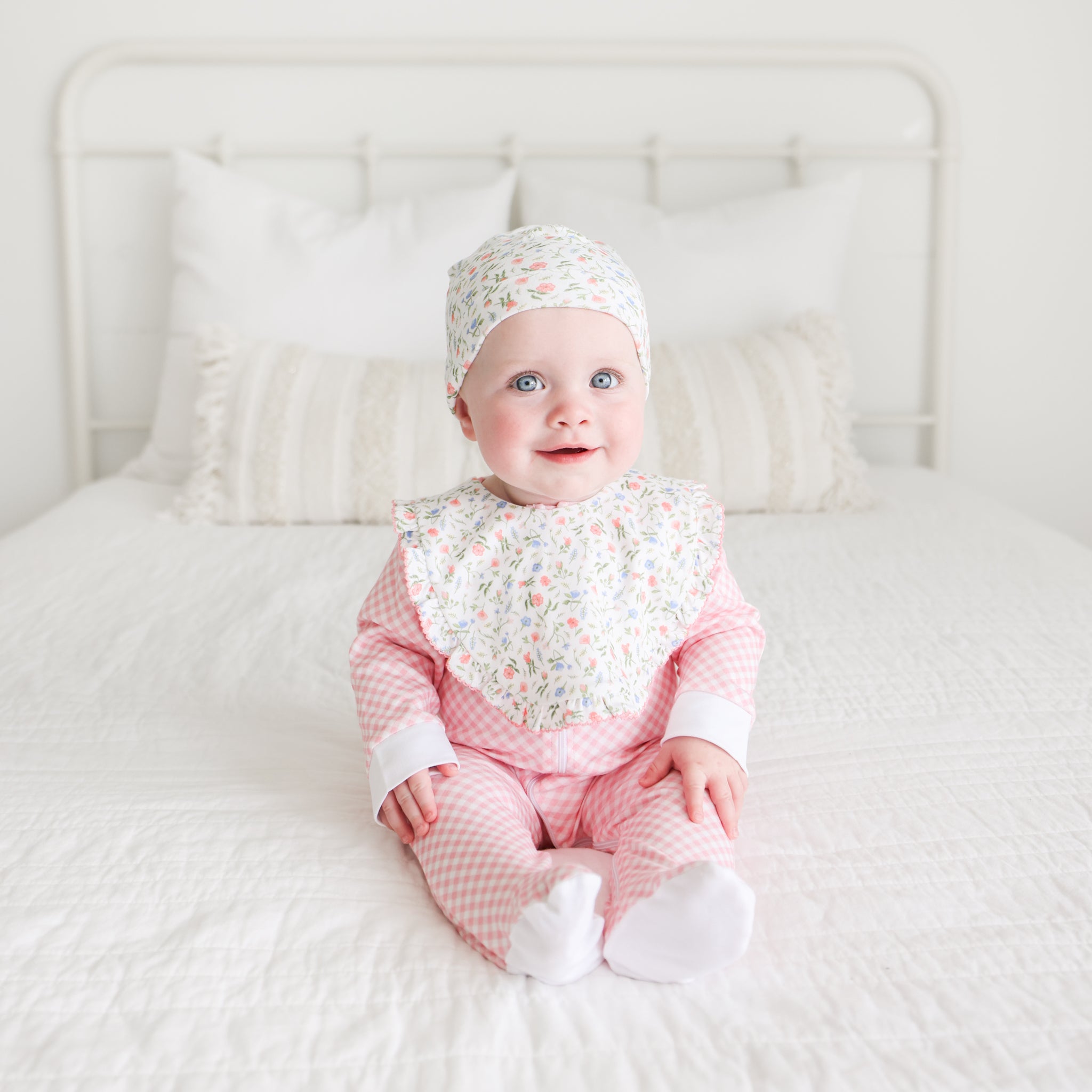 Pineapple Sunshine Pink Gingham Zip Footie
