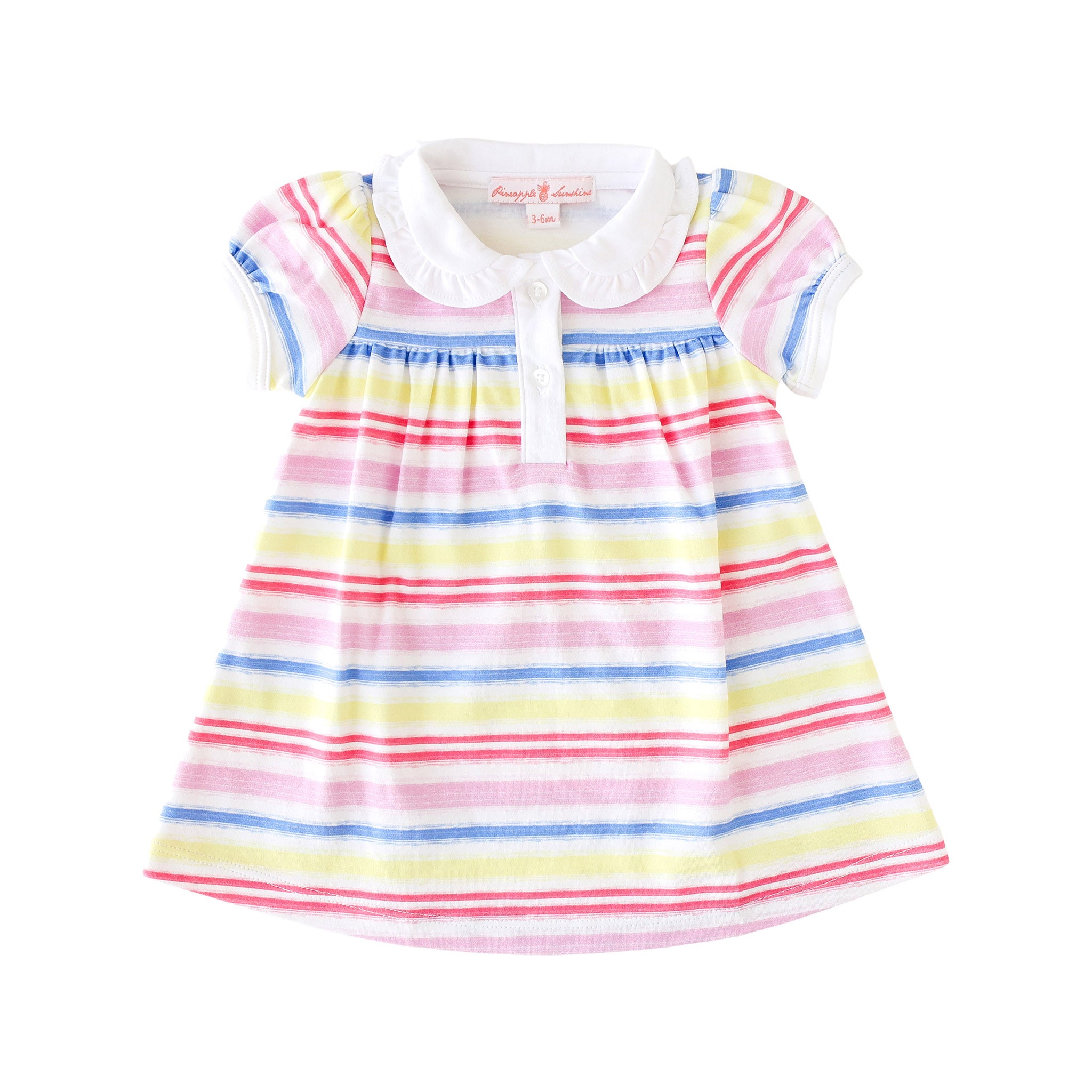 Pineapple Sunshine Rainbow Stripe Collared Dress