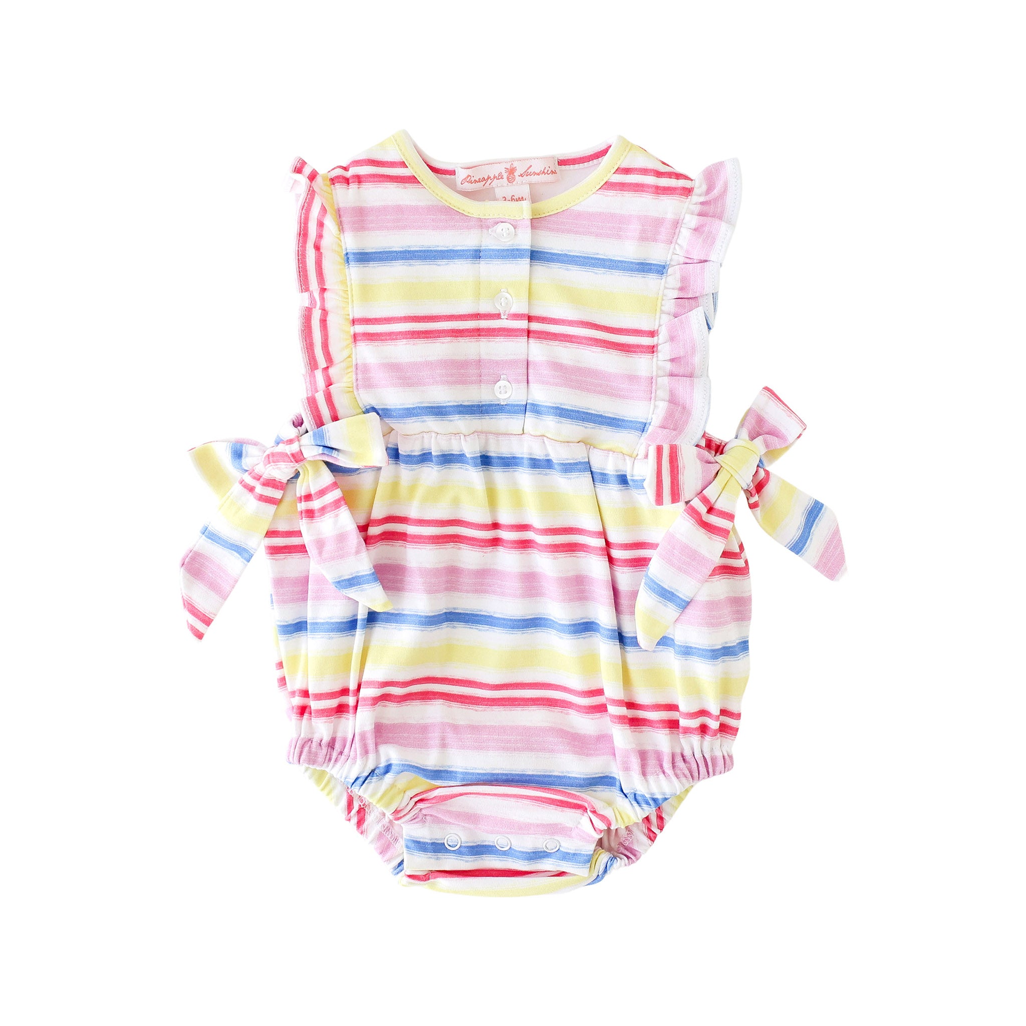 Pineapple Sunshine Rainbow Stripe Side Tie Bubble - Little Birdies