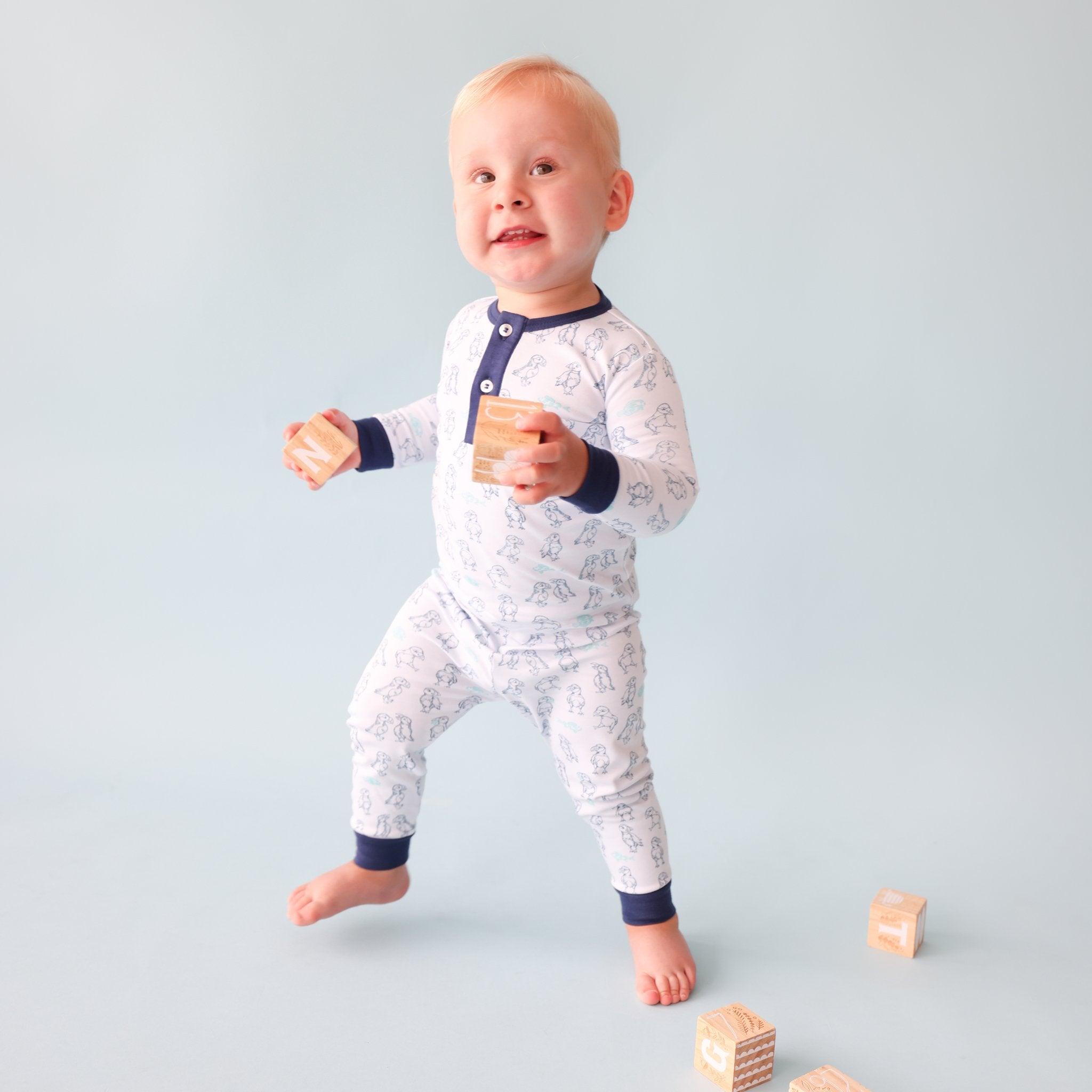 Pineapple Sunshine Puffin Print 2-Piece Pajama
