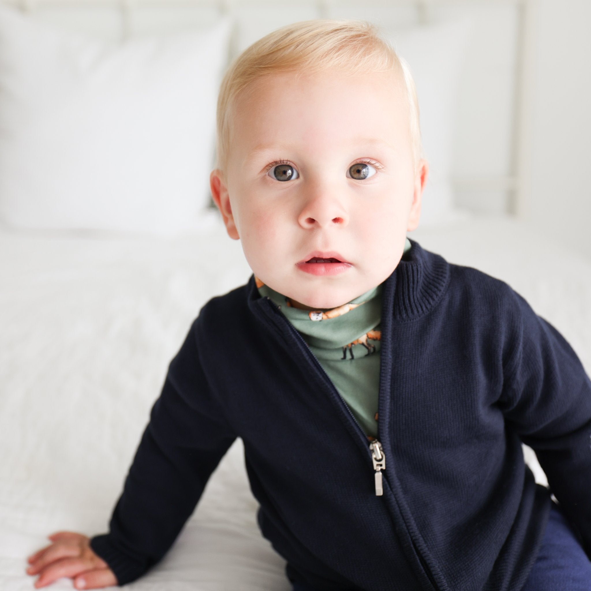 Pineapple Sunshine Navy Full Zip Sweater