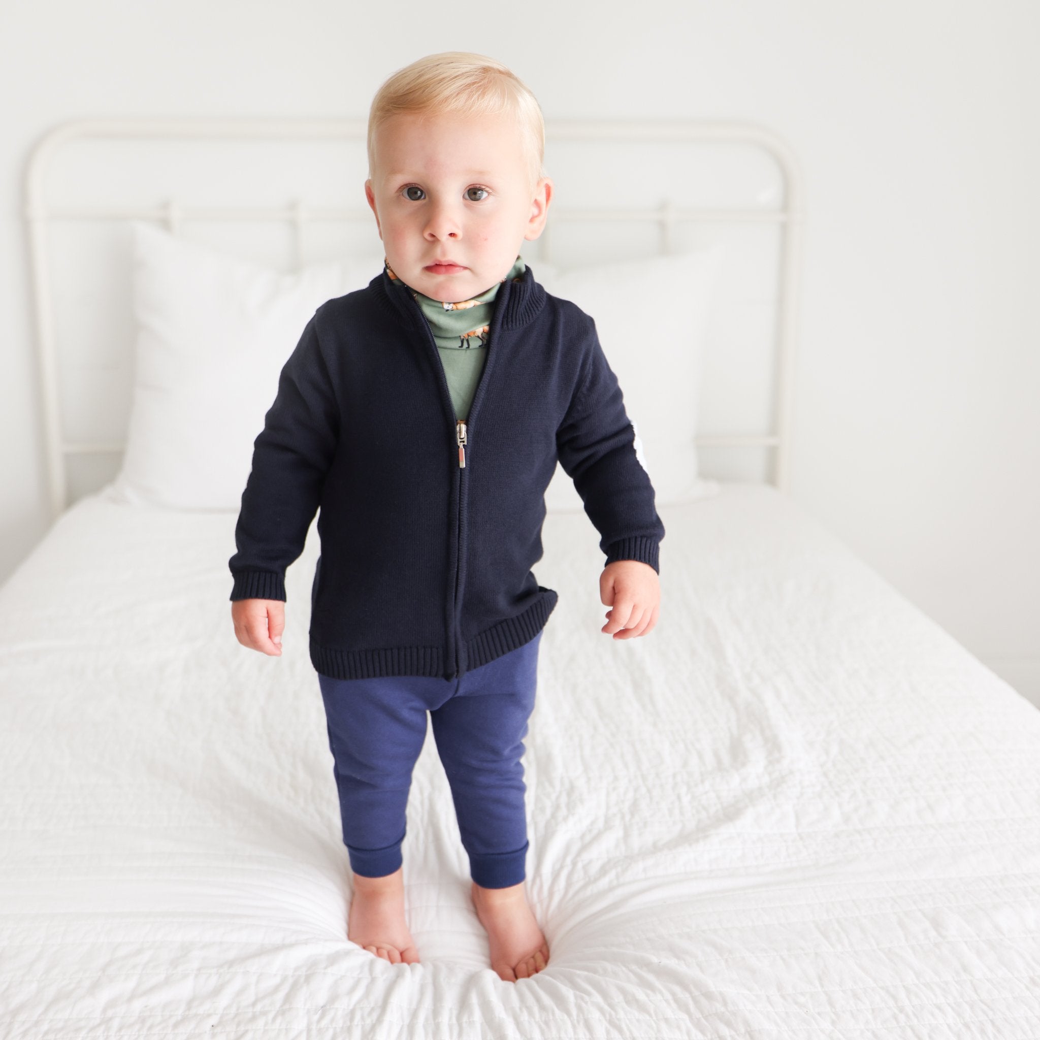 Pineapple Sunshine Navy Full Zip Sweater