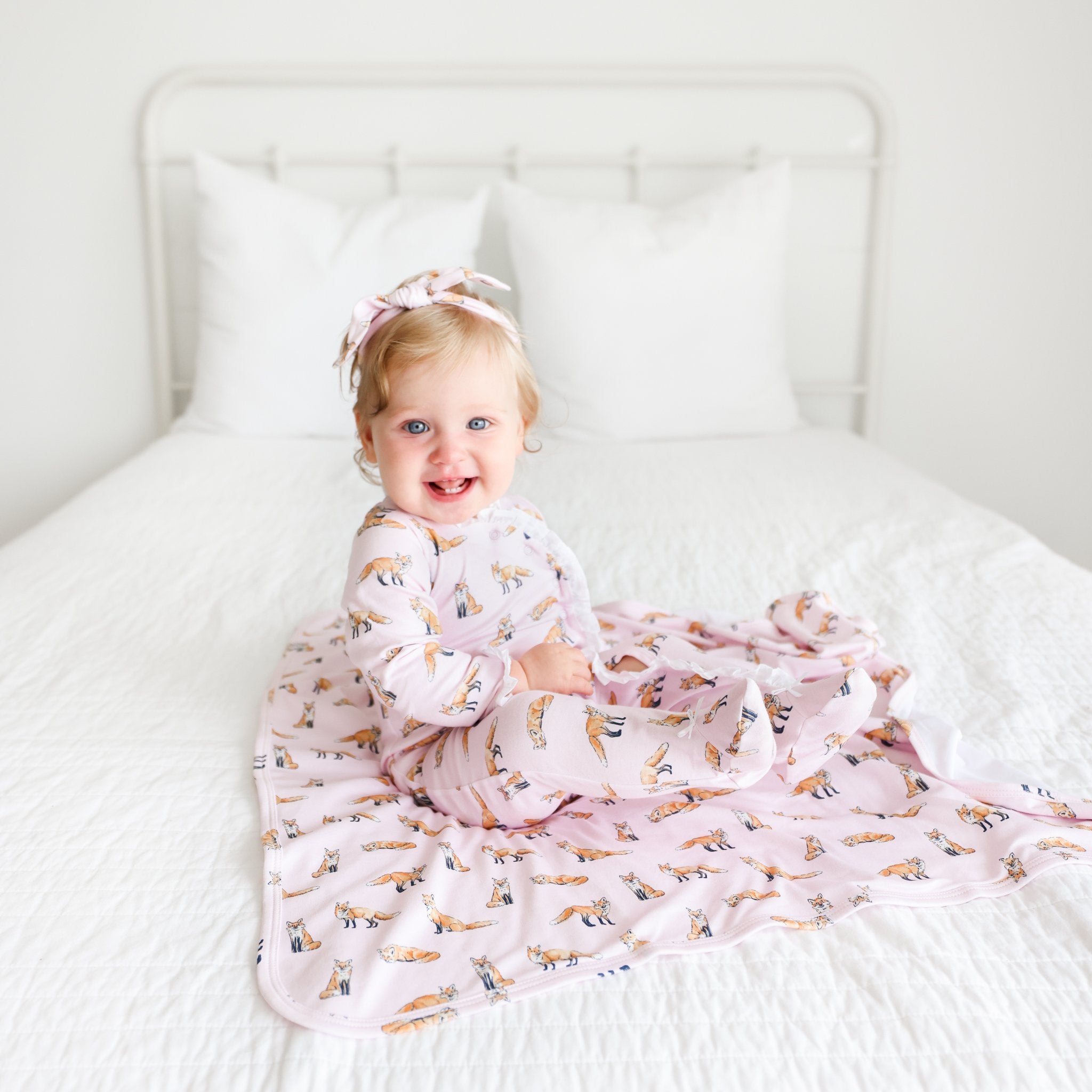 Pineapple Sunshine Pink Fox Ruffle Footie