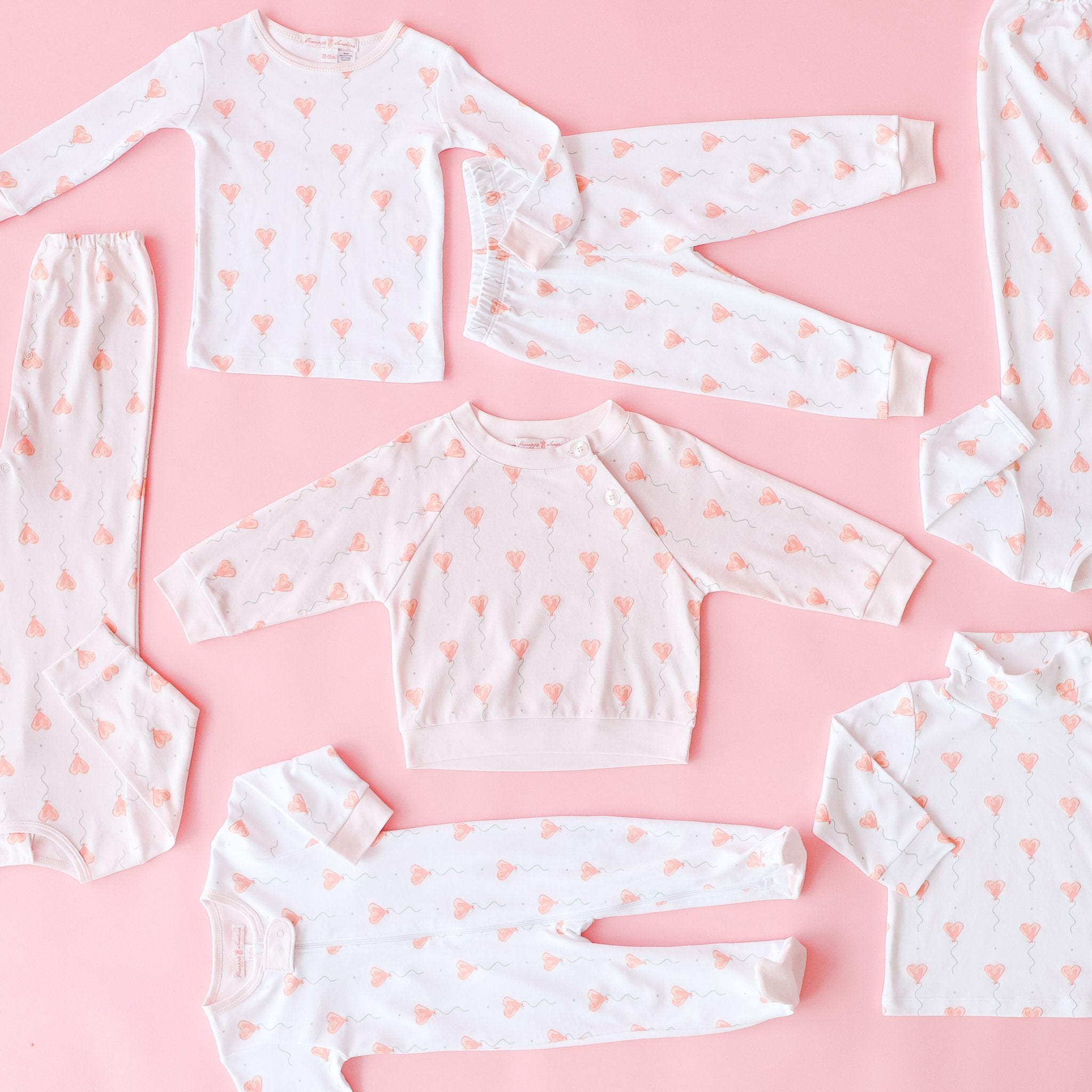 Pineapple Sunshine White Heart Balloon Pajama Set