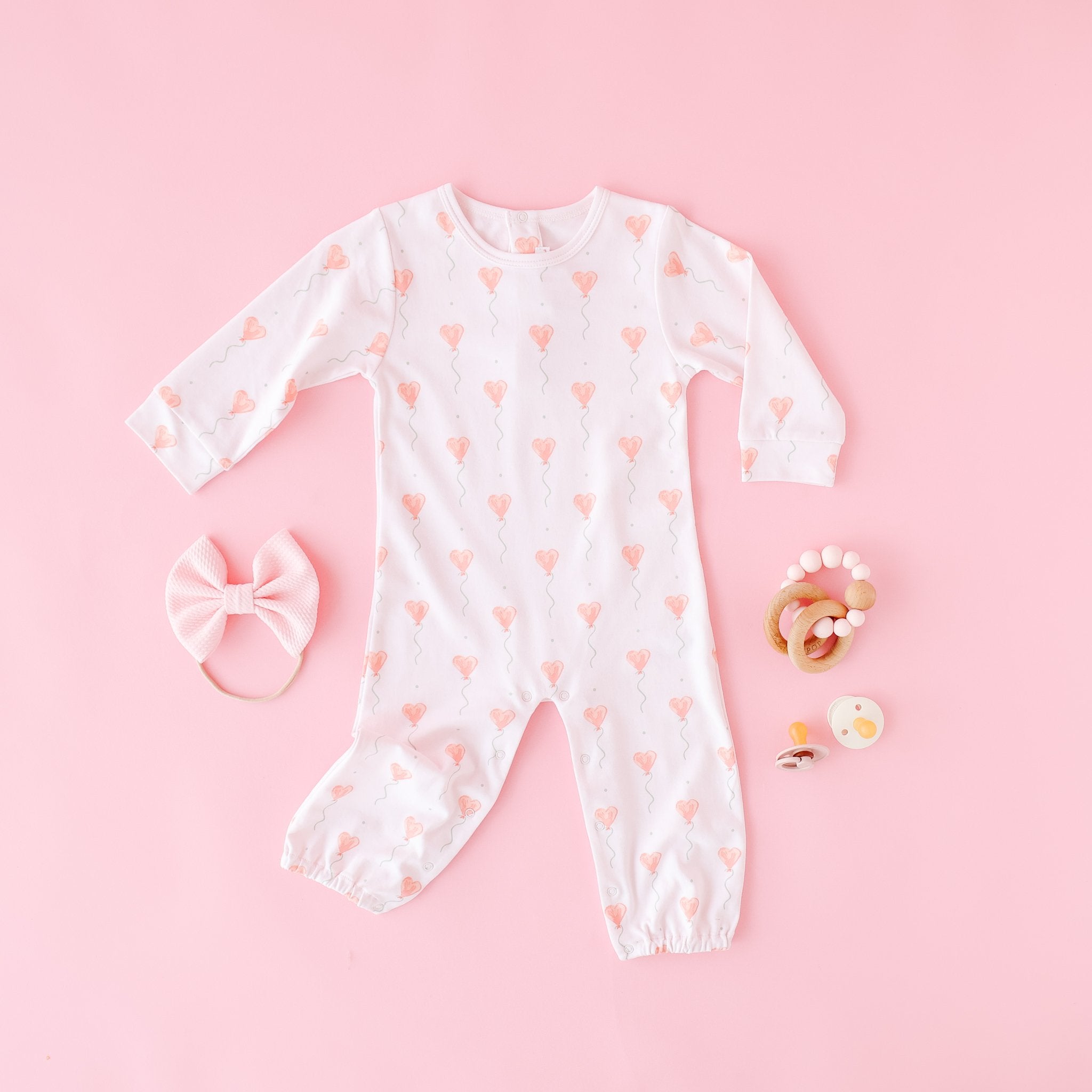 Pineapple Sunshine Pink Heart Balloon Romper