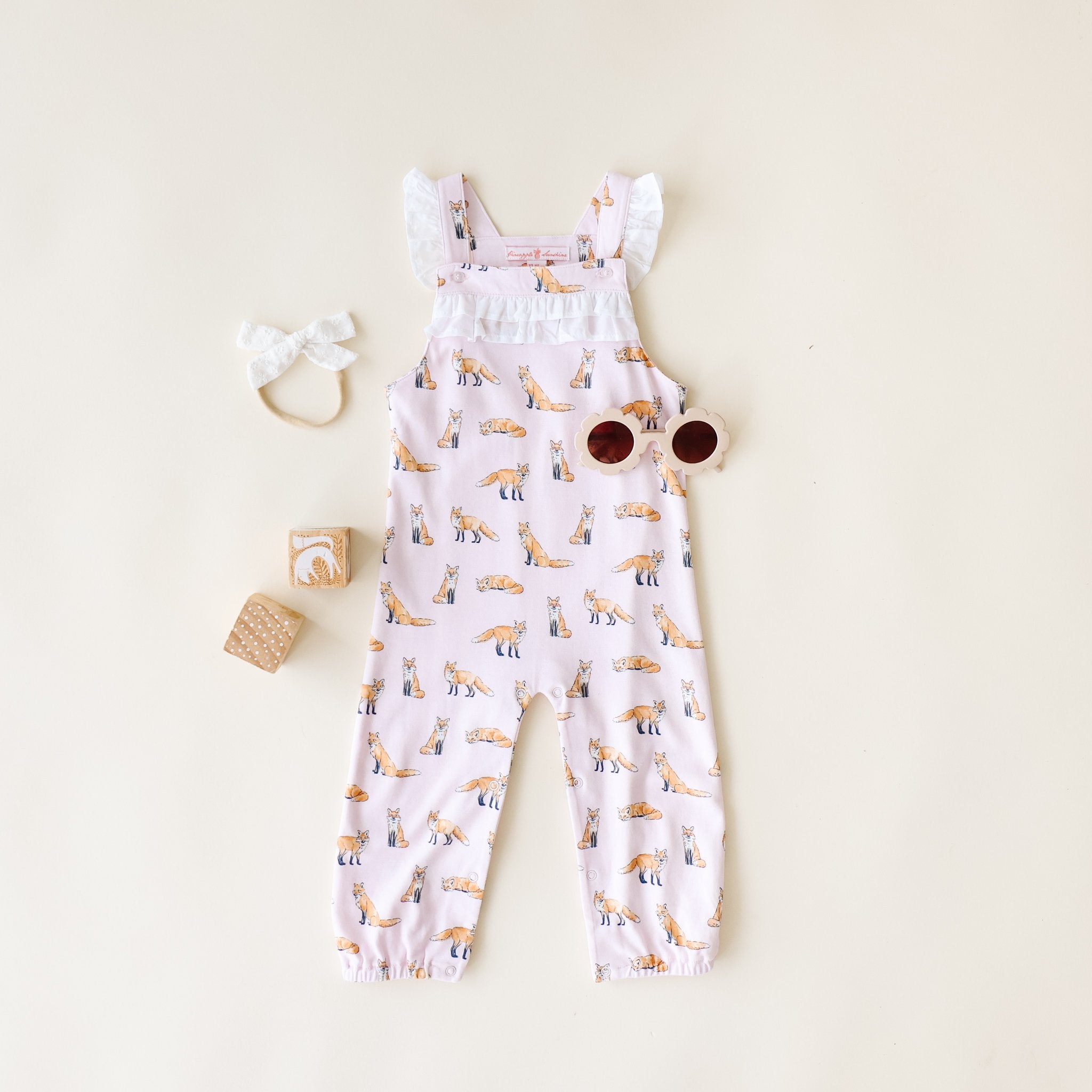 Pineapple Sunshine Pink Fox Ruffle Romper