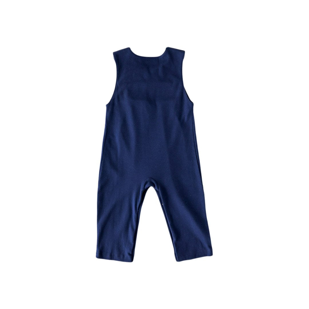 Pineapple Sunshine Navy Fox Smocked Romper