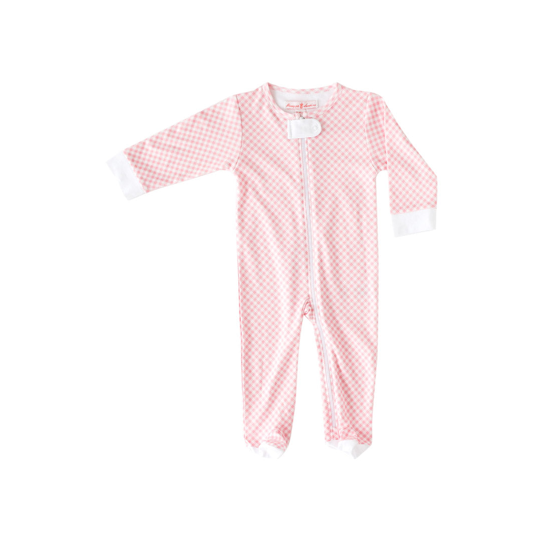 Pineapple Sunshine Pink Gingham Zip Footie