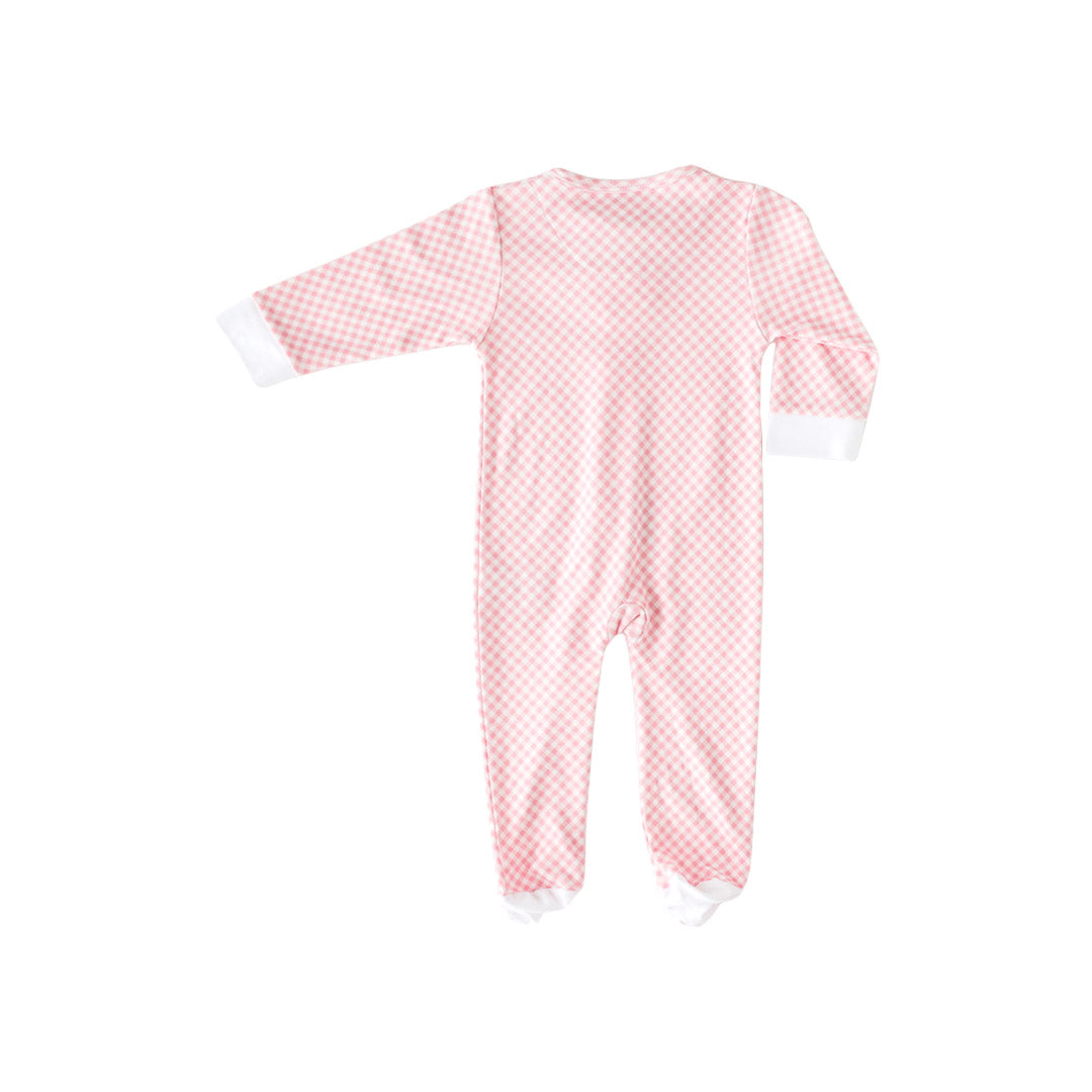 Pineapple Sunshine Pink Gingham Zip Footie