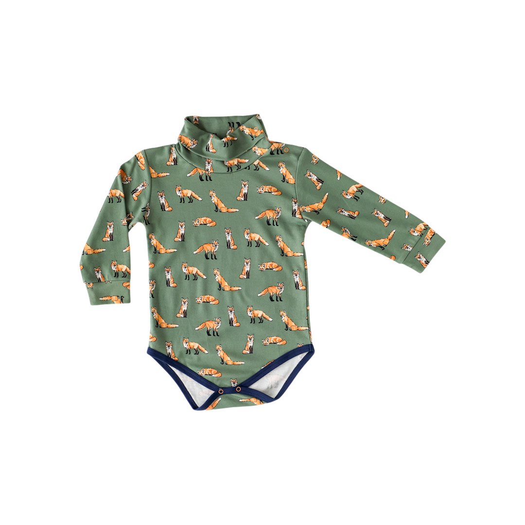 Pineapple Sunshine Green Fox Turtleneck Onesie