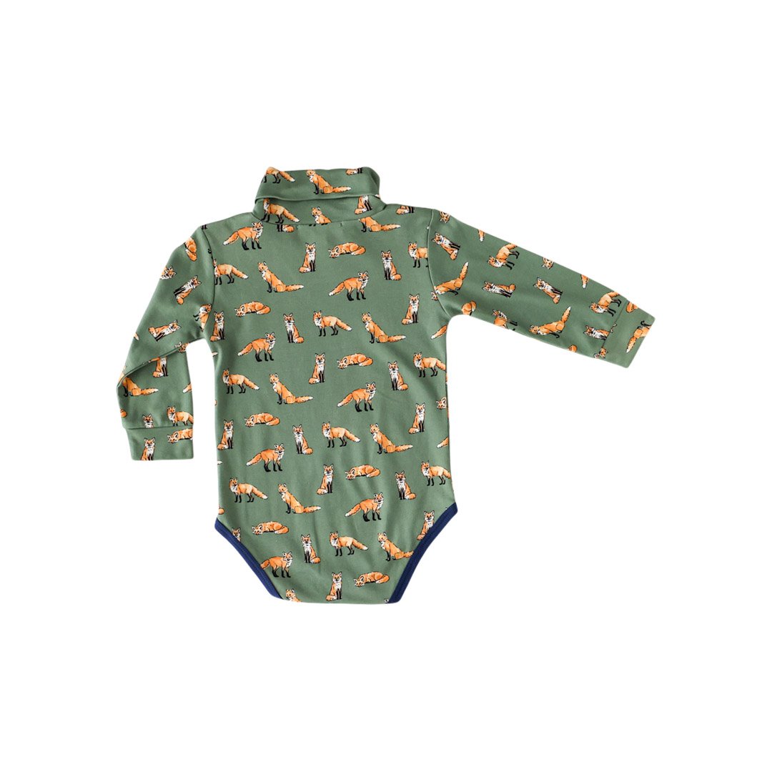 Pineapple Sunshine Green Fox Turtleneck Onesie