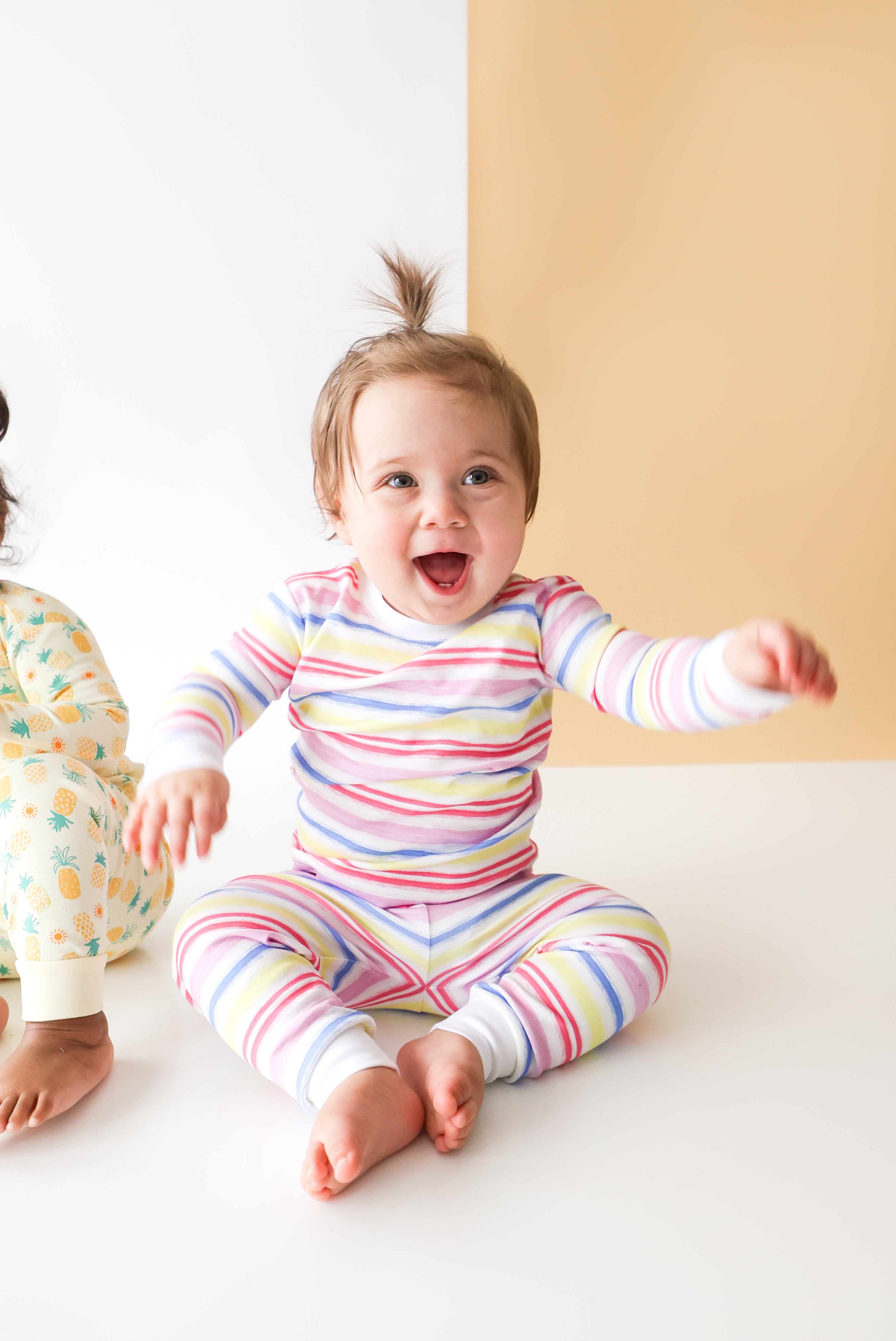 Pineapple Sunshine Rainbow Stripe 2-piece Pajama