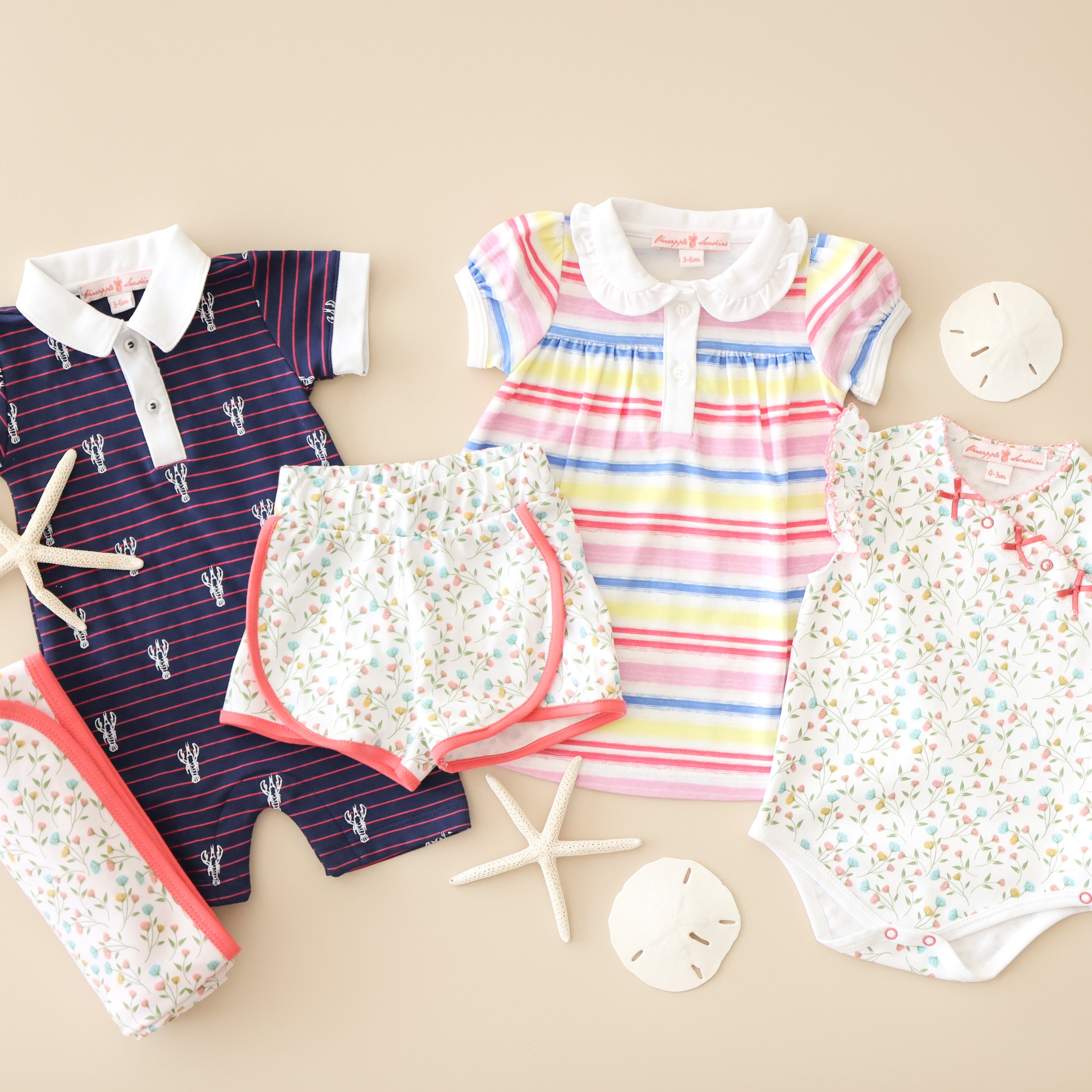 Pineapple Sunshine Lobster Stripe Romper