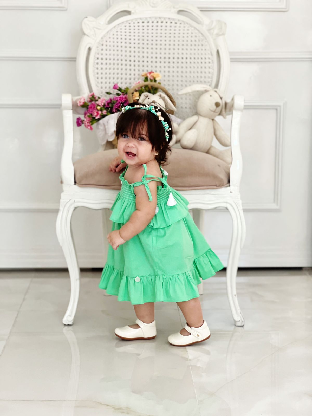 Kafka Baby Smocked Kelly Green Dress - Little Birdies