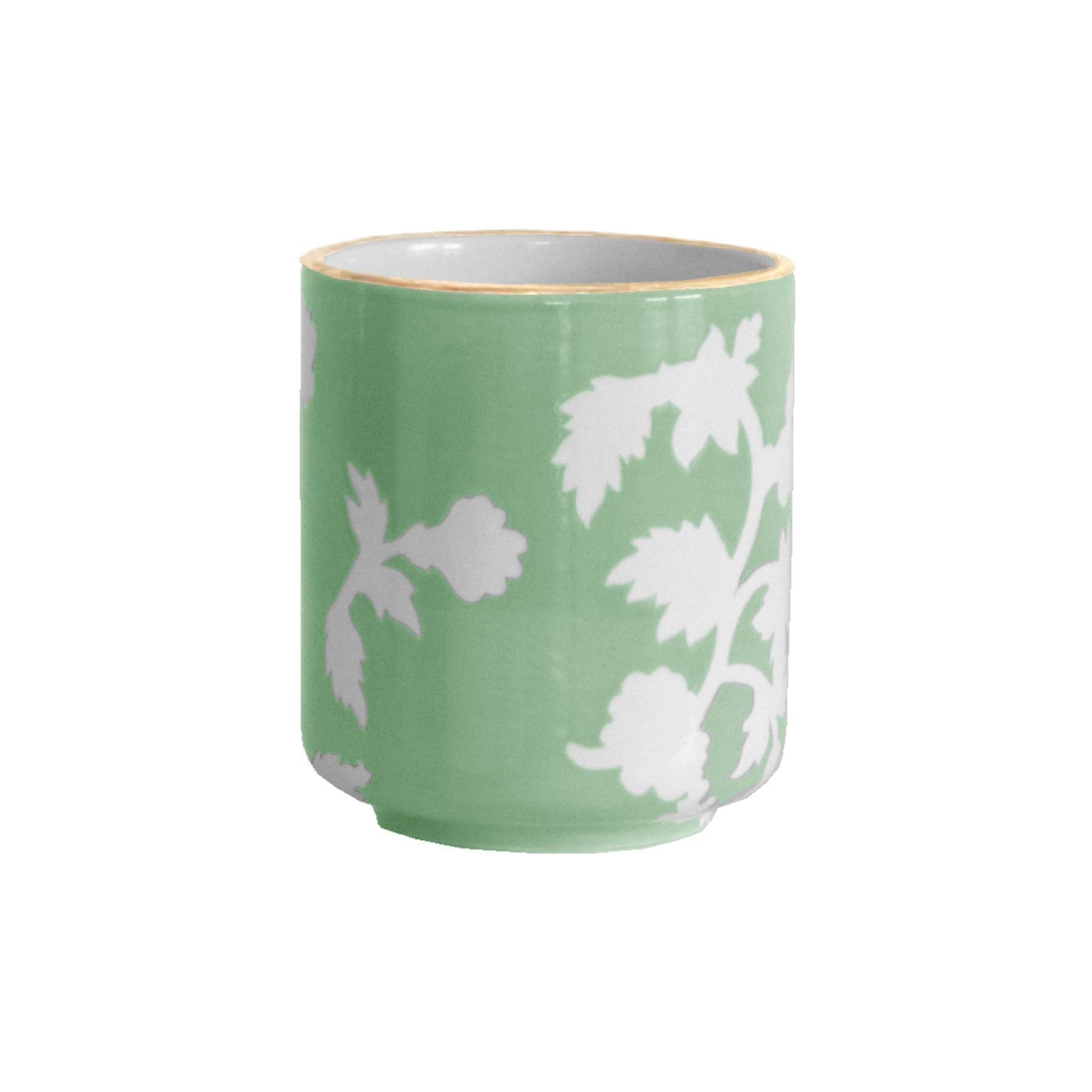 Lo Home by Lauren Haskell designs Chinoiserie Dreams Vase with 22K Gold Accent: Cabbage Patch Green - Little Birdies