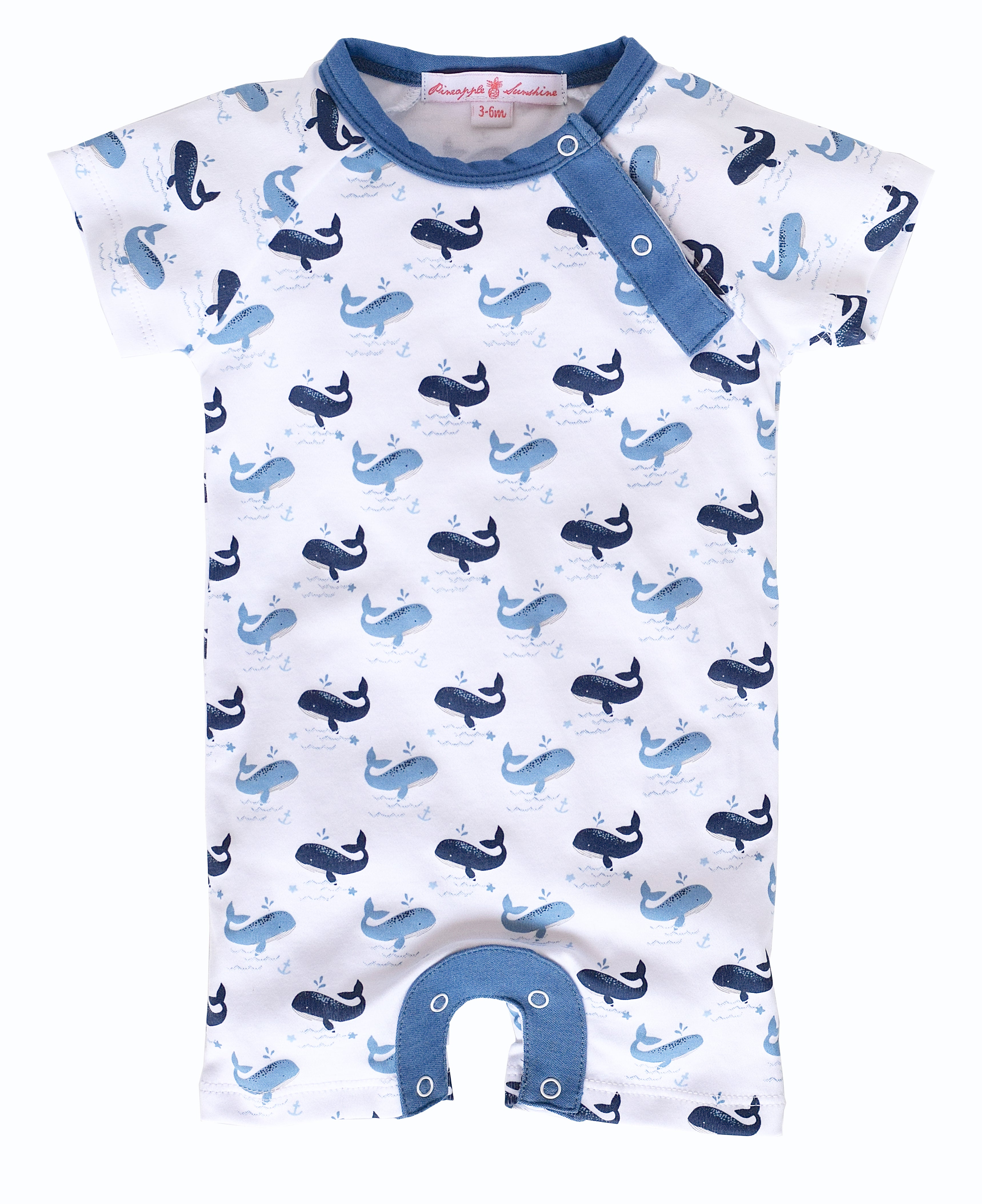 Pineapple Sunshine Landon Whale Romper in Pima Cotton
