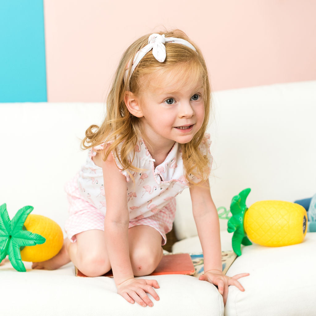 Pineapple Sunshine Pink Flamingo Onesie with Bows - Little Birdies