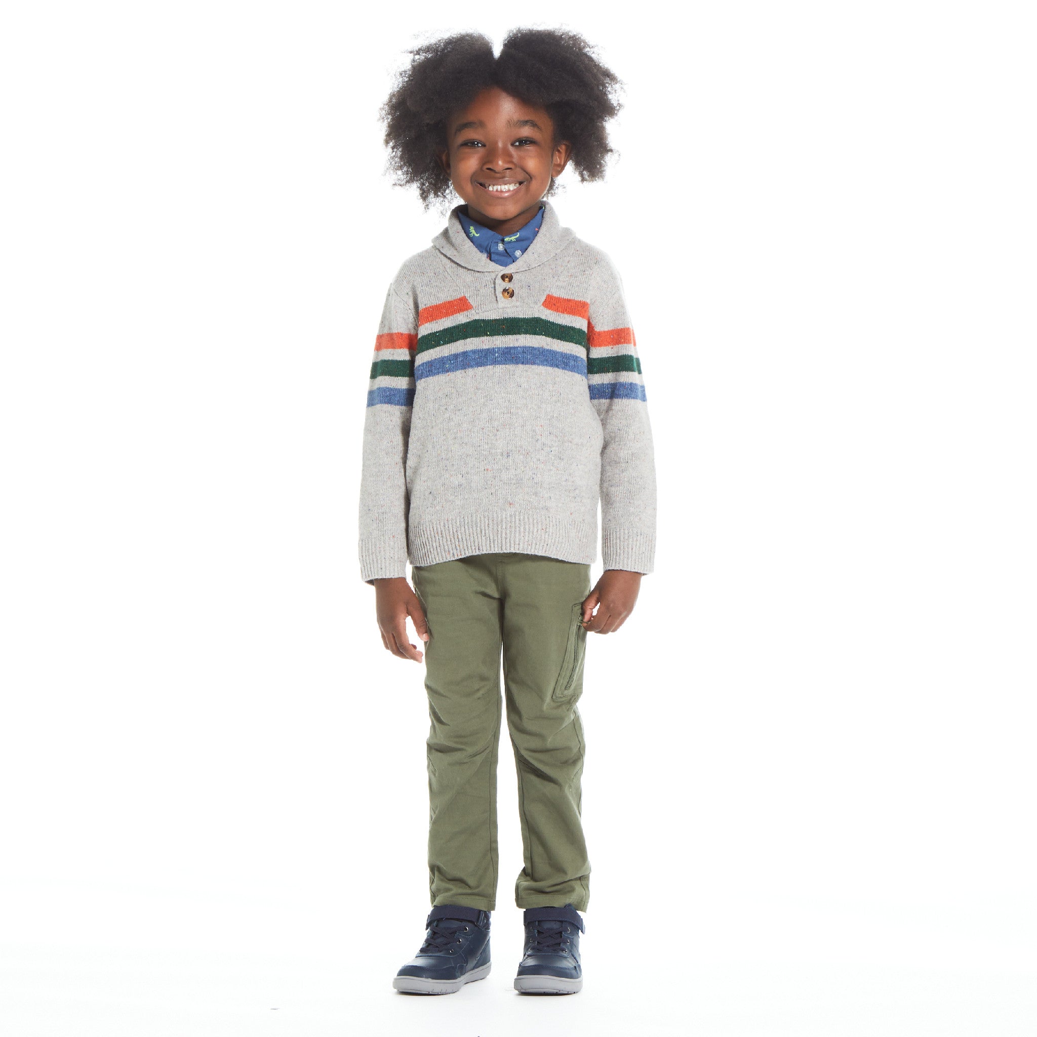 Andy & Evan 3-Piece Multi Striped Shawl Sweater Set - Little Birdies