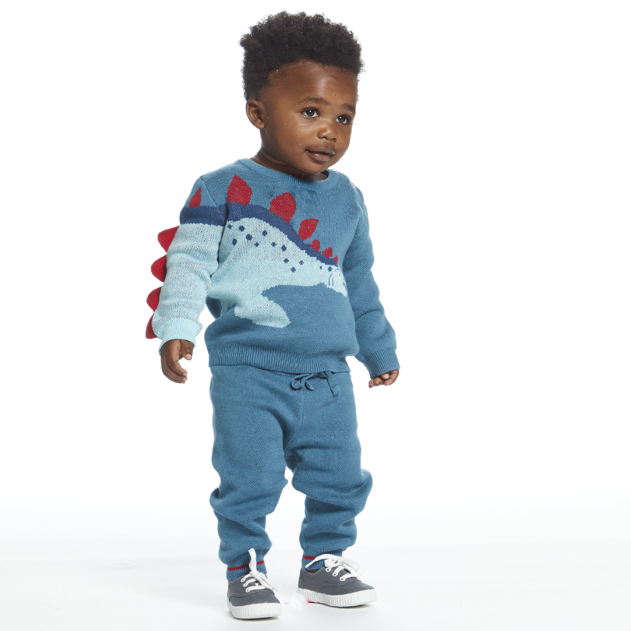 Andy & Evan Teal Stegosaurus Sweater Set - Little Birdies