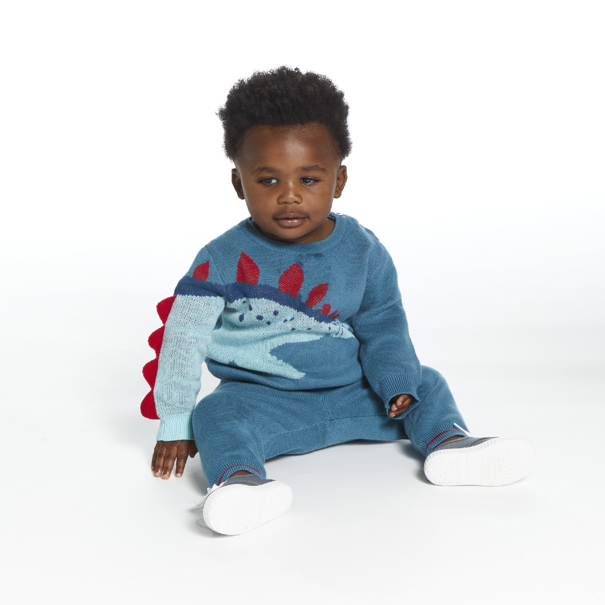 Andy & Evan Teal Stegosaurus Sweater Set - Little Birdies