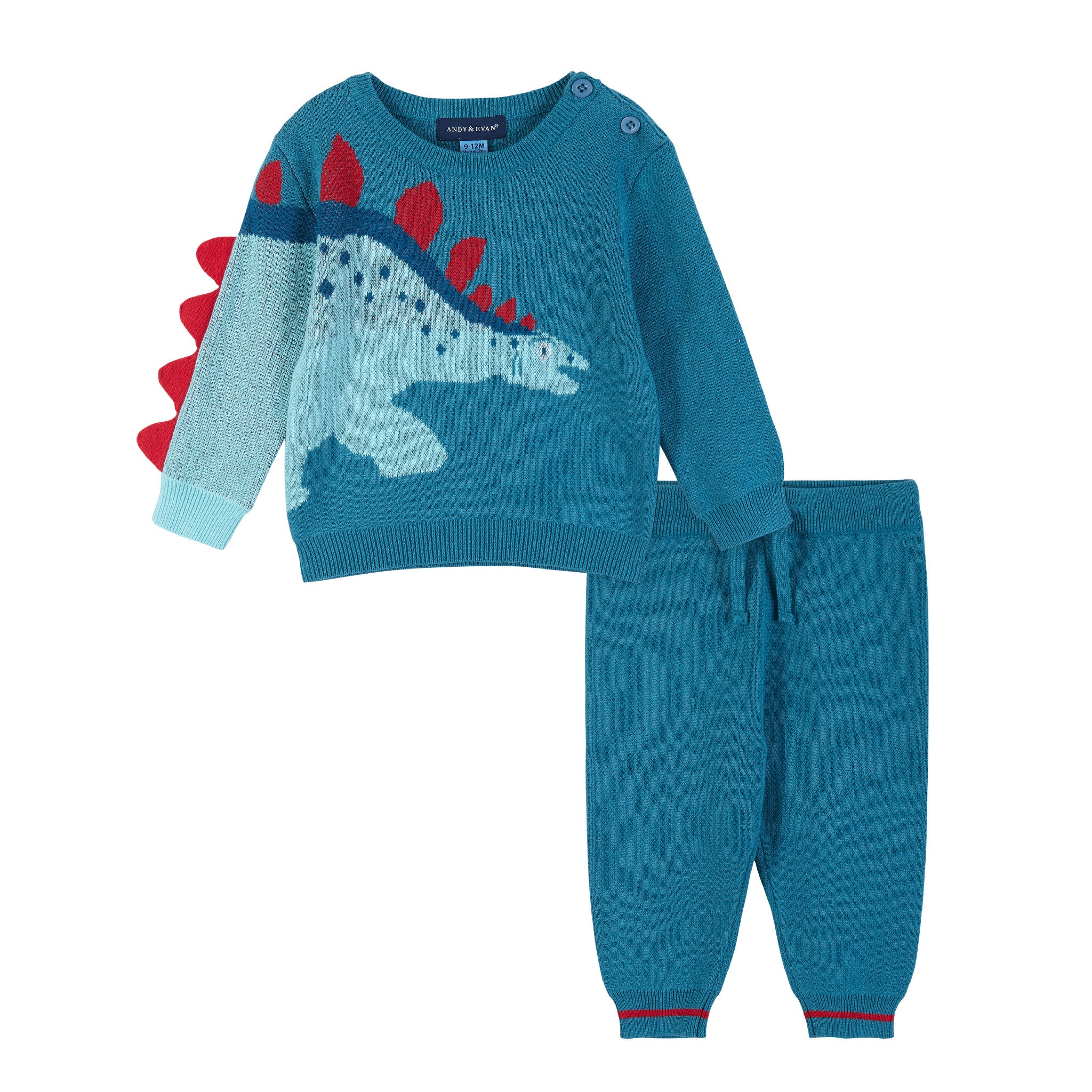 Andy & Evan Teal Stegosaurus Sweater Set - Little Birdies